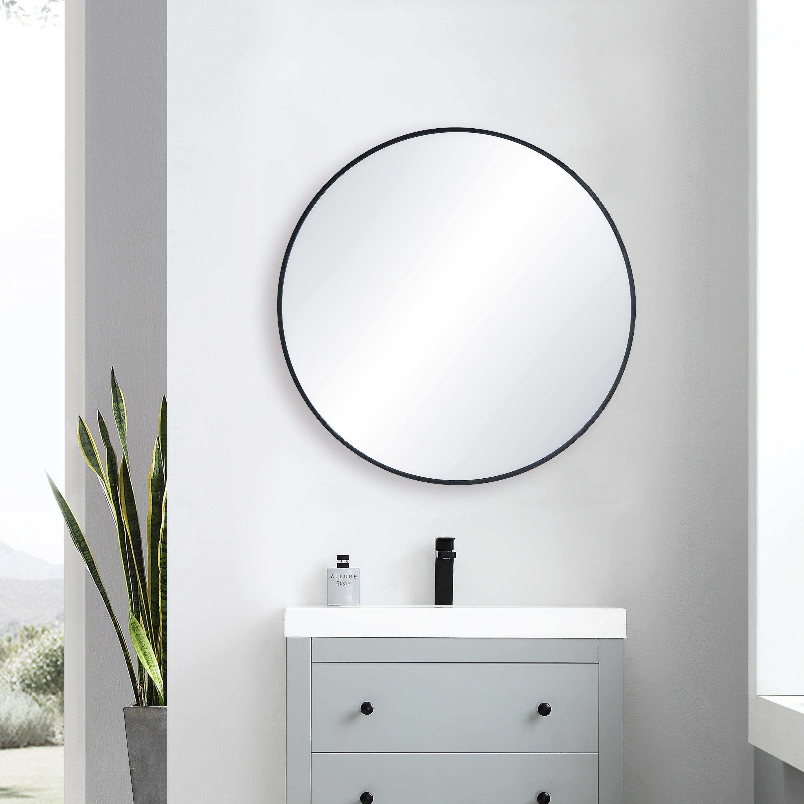 32" Shatterproof Wall Mount Metal Frame Mirror - FM3-R32