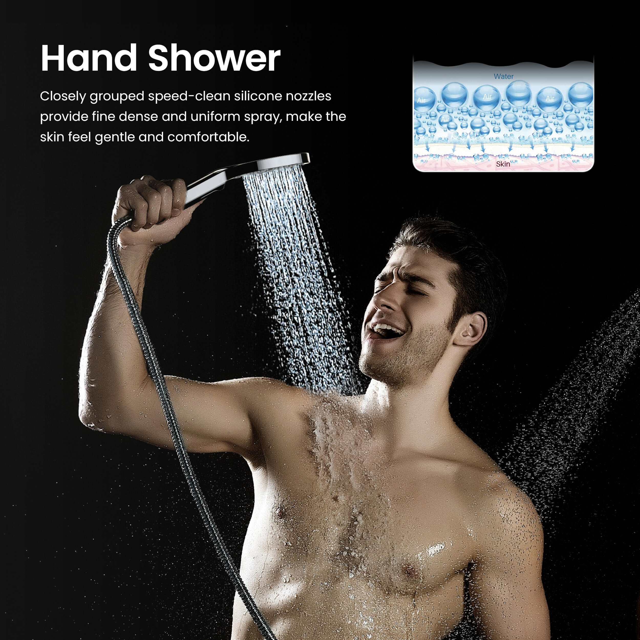 Circular 3 Settings ABS Handheld Shower Head HS1001