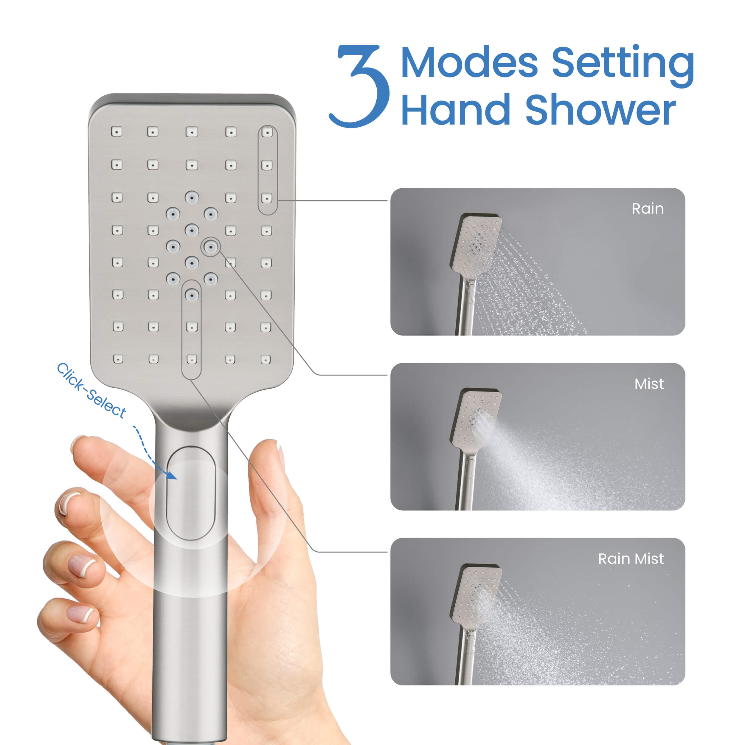 Cube 3 Settings ABS Handheld Shower Head HS1002