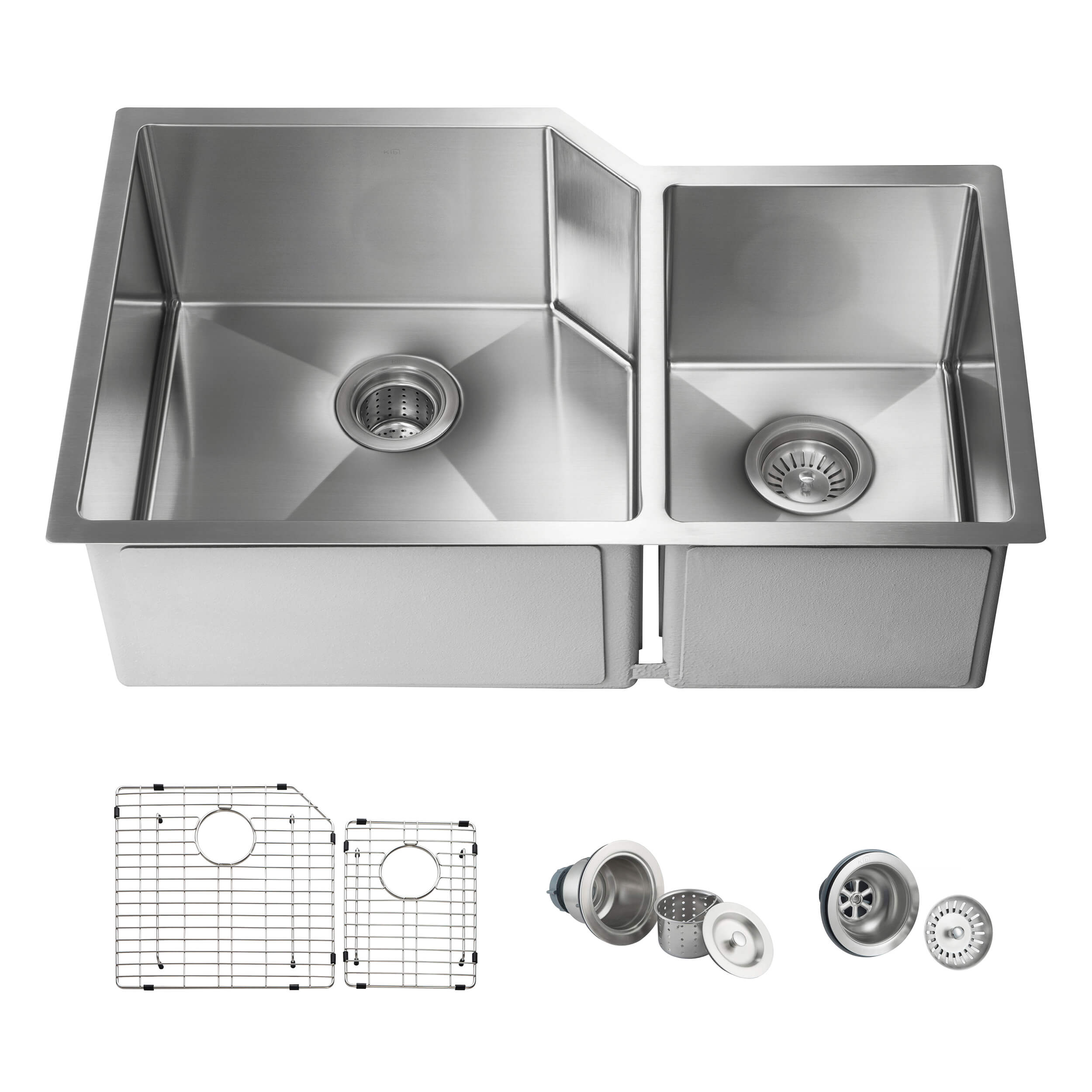 32″ Handcrafted Undermount Double Bowl Stainless Steel Kitchen Sink – K1-D32