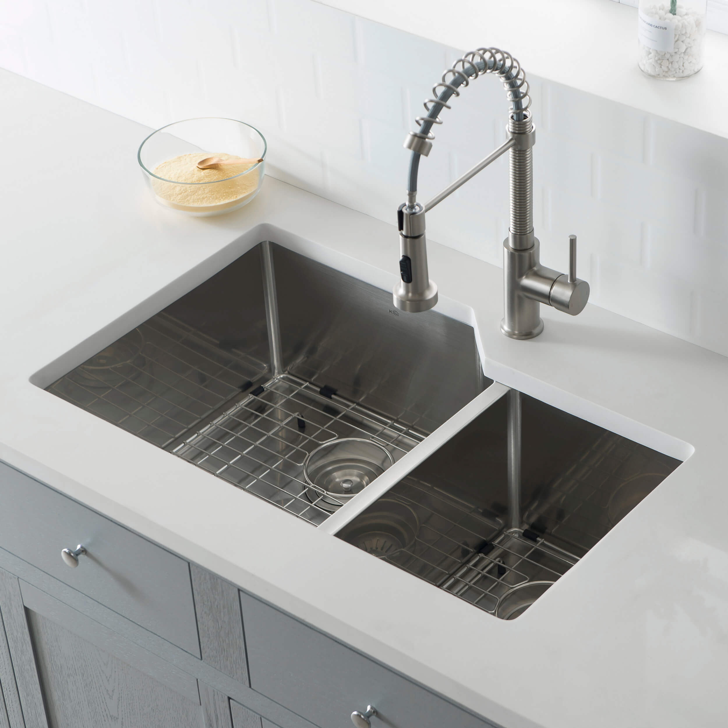 32″ Handcrafted Undermount Double Bowl Stainless Steel Kitchen Sink – K1-D32