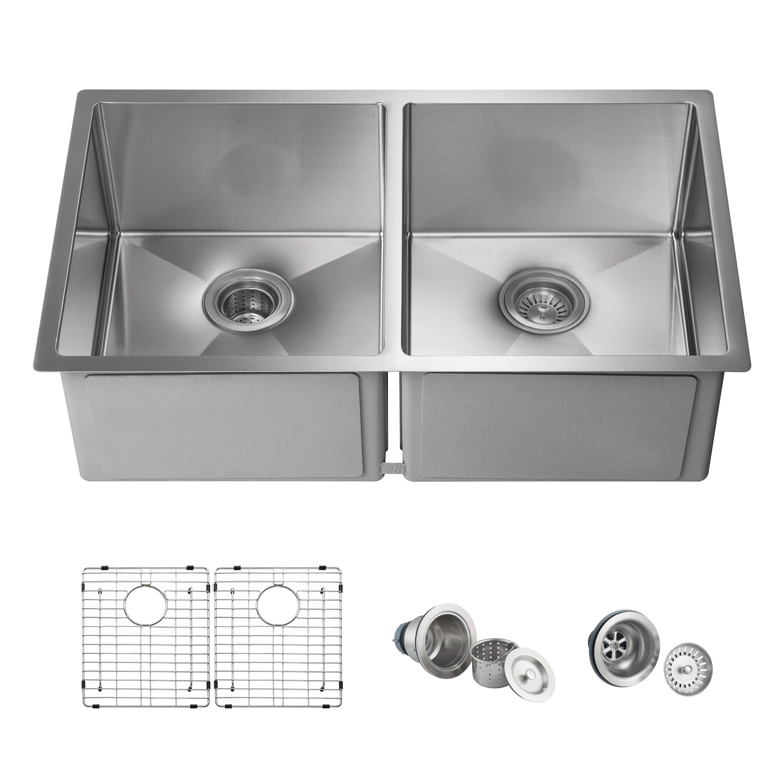 32 3/4″ Handcrafted Undermount Double Bowl Stainless Steel Kitchen Sink – K1-D33-EQ