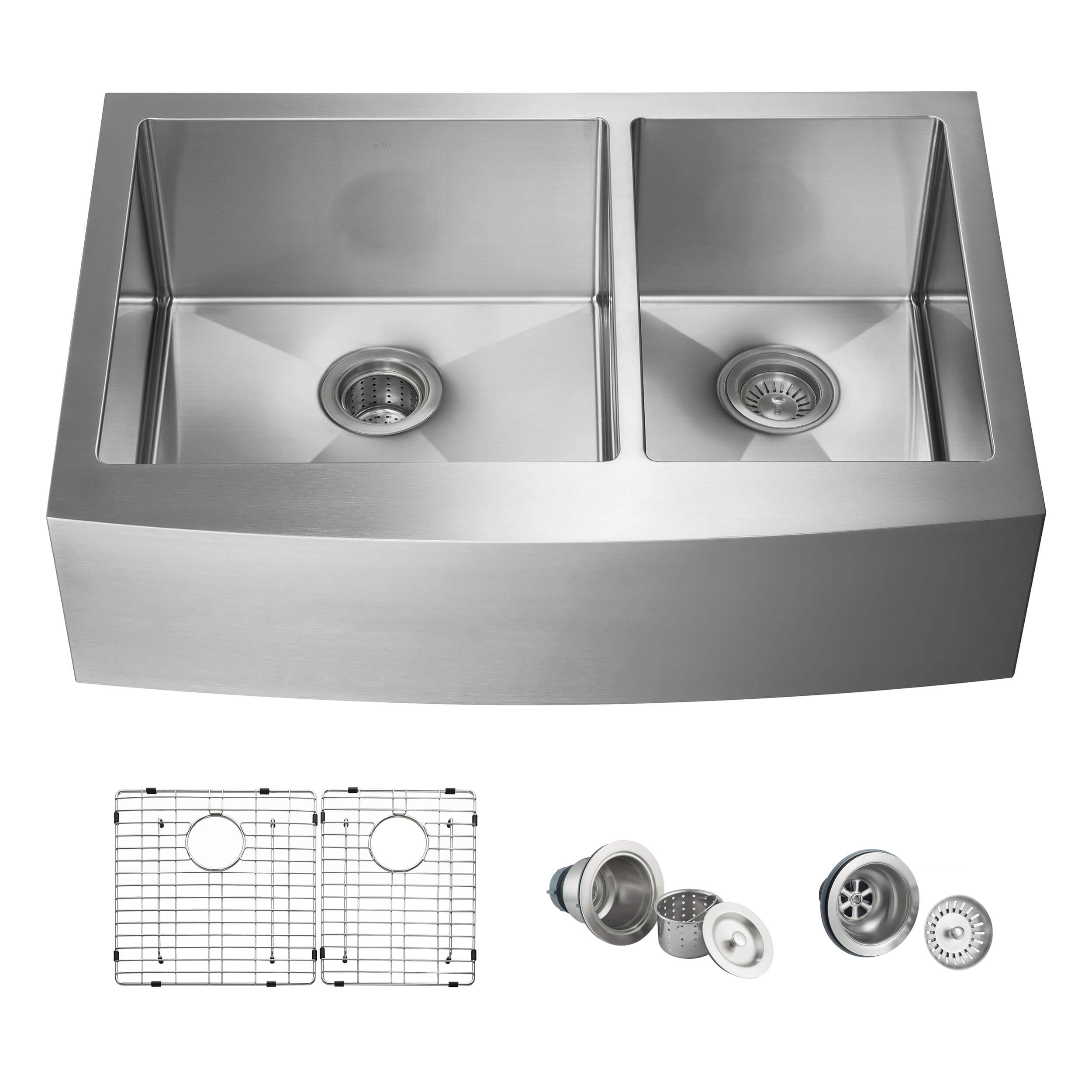 33″ Handcrafted Farmhouse Apron Double Bowl Stainless Steel Kitchen Sink – K1-DF33