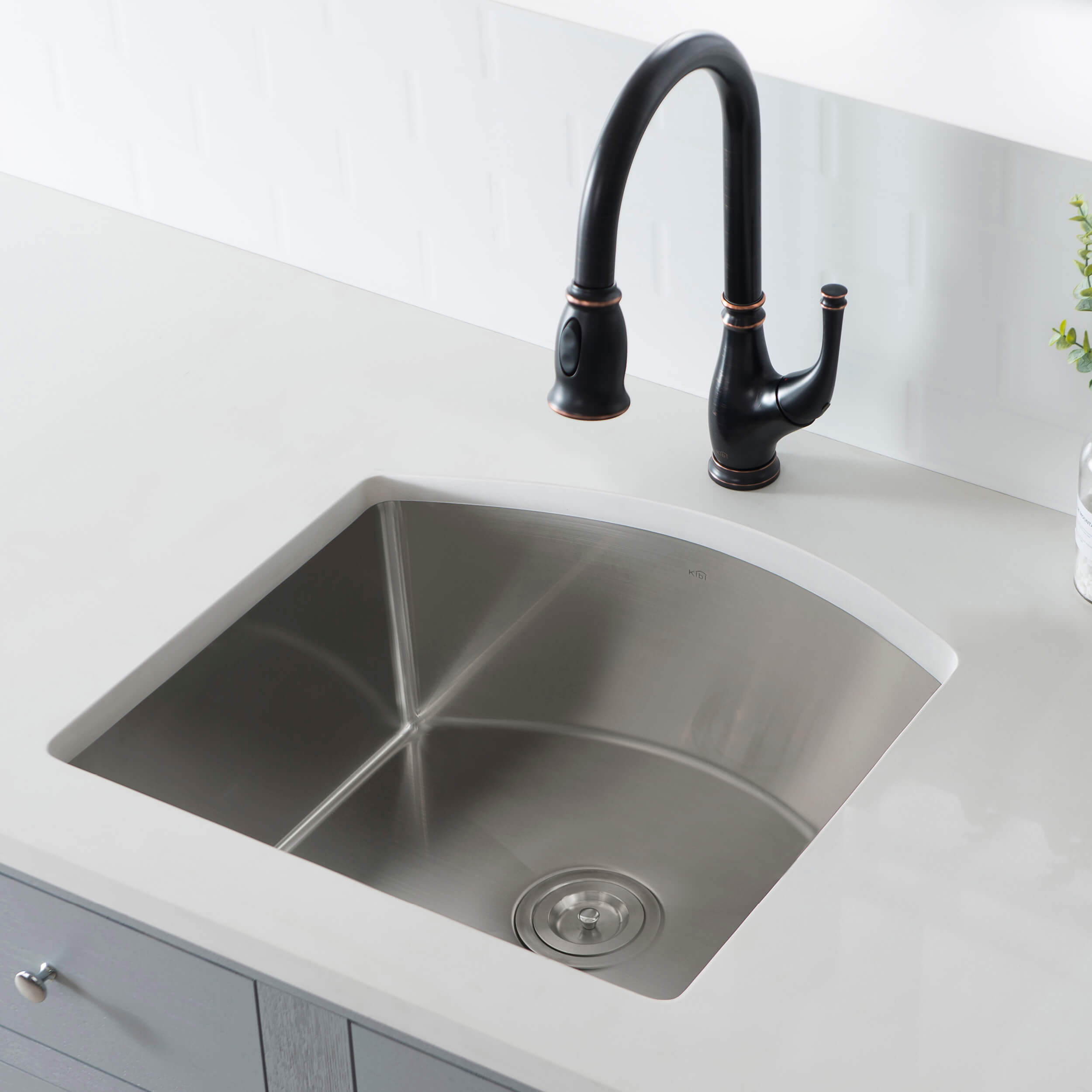 22″ Handcrafted Undermount Single Bowl 16 gauge Stainless Steel D Shape Kitchen Sink – K1-S22-D