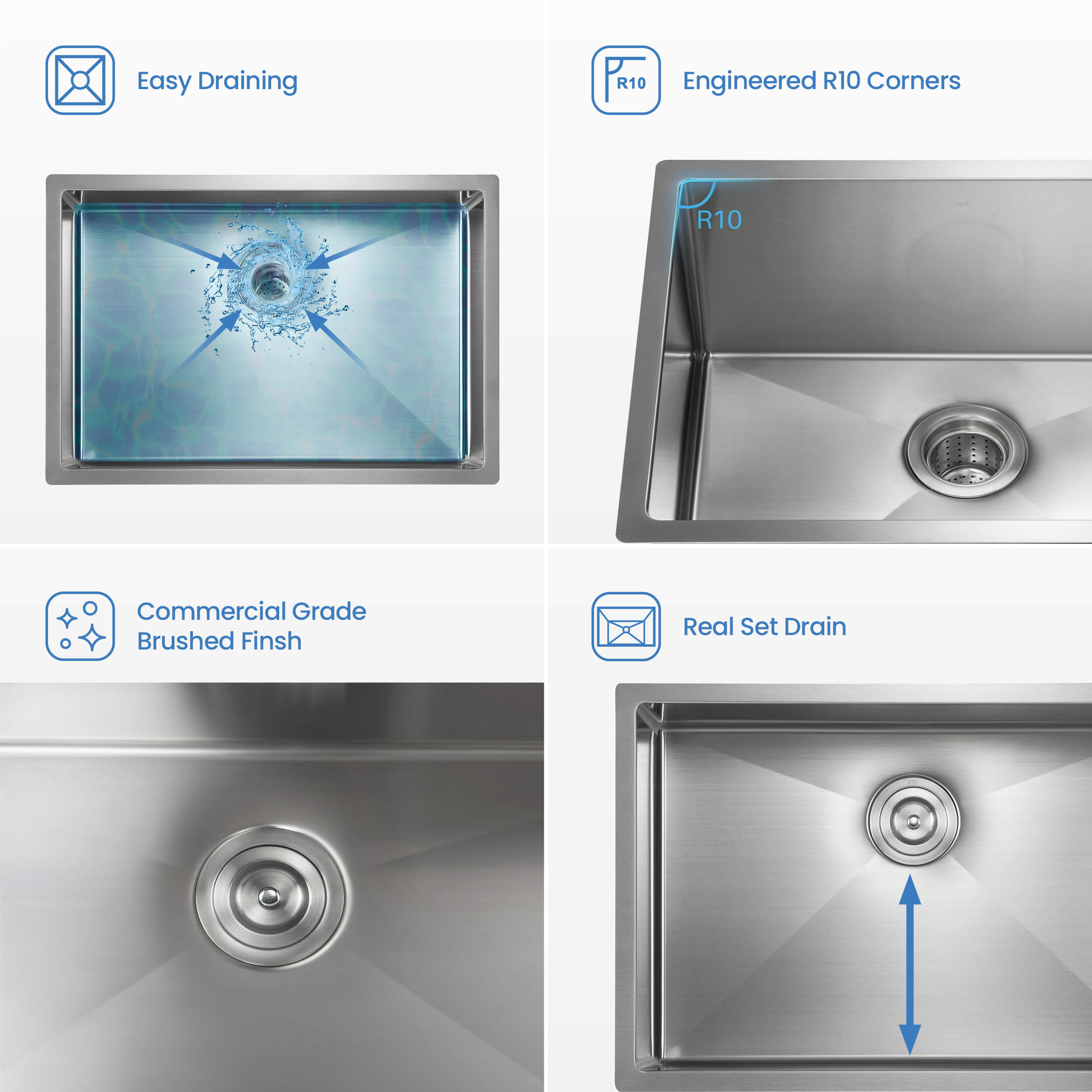 28″ Handcrafted Undermount Single Bowl 16 gauge Stainless Steel Kitchen Sink – K1-S28