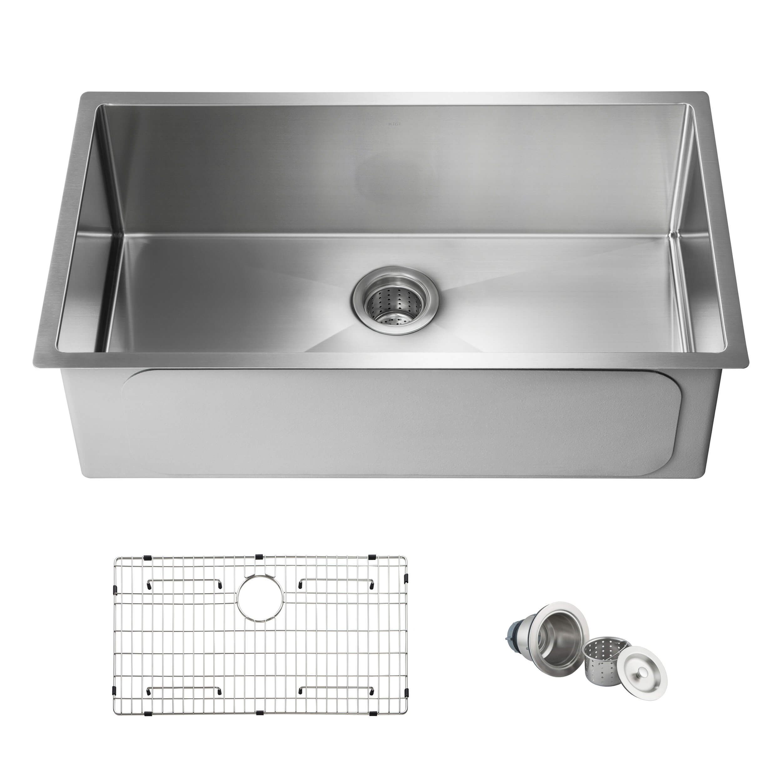 32 3/4″ Handcrafted Undermount Single Bowl 16 gauge Stainless Steel Kitchen Sink – K1-S33