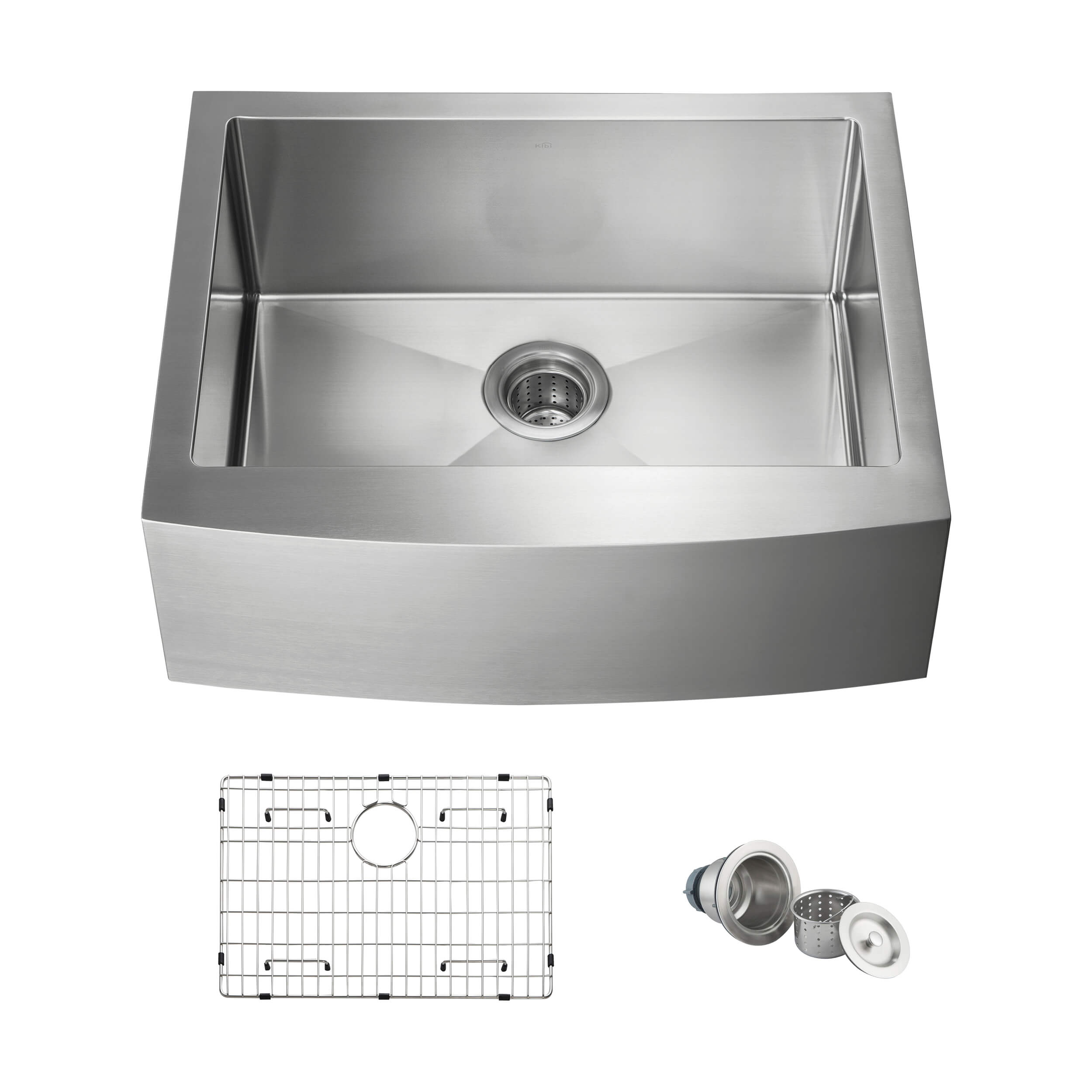 27″ Handcrafted Farmhouse Apron Single Bowl Stainless Steel Kitchen Sink – K1-SF27