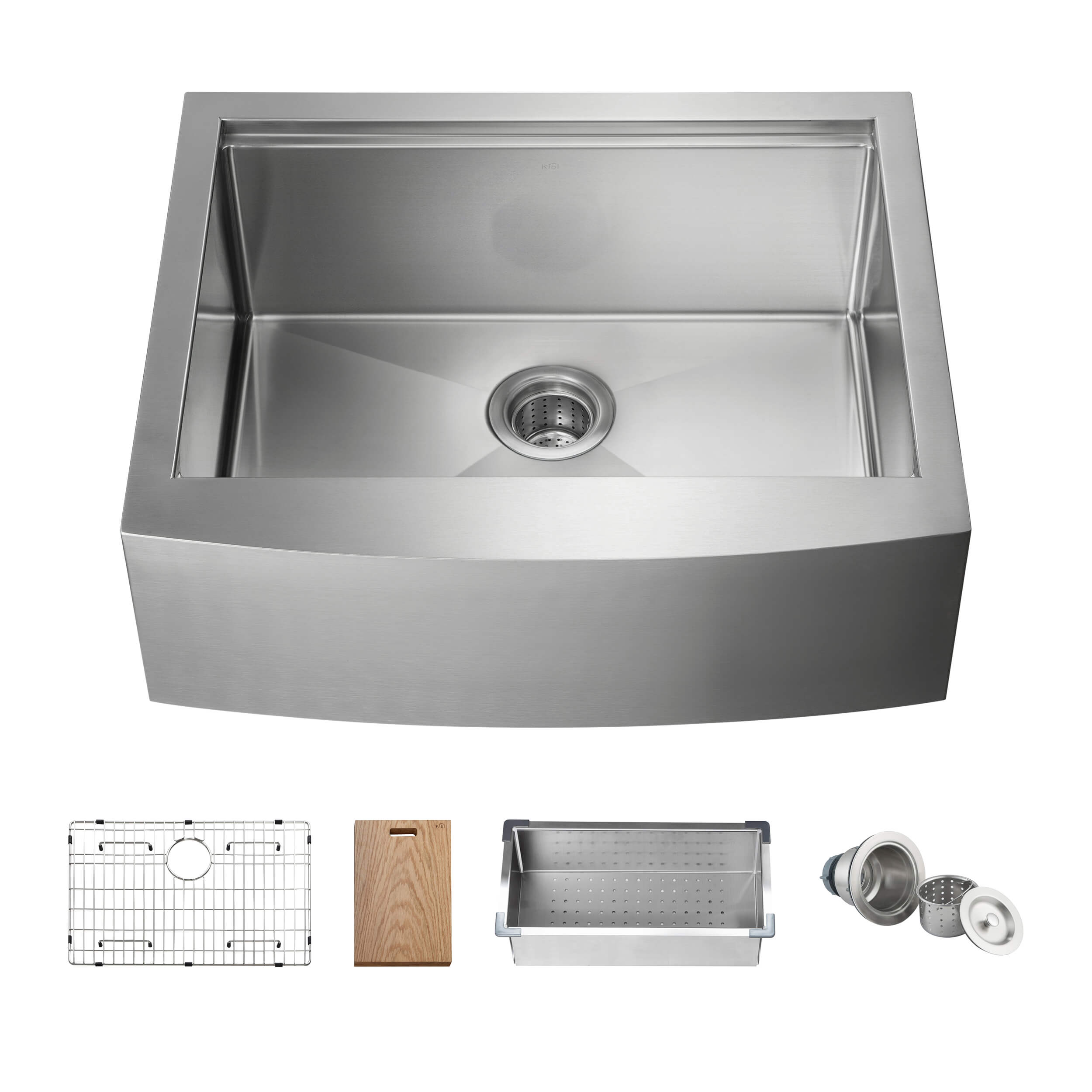 27″ Farmhouse Apron Single Bowl Stainless Steel Workstation Kitchen Sink – K1-SF27T