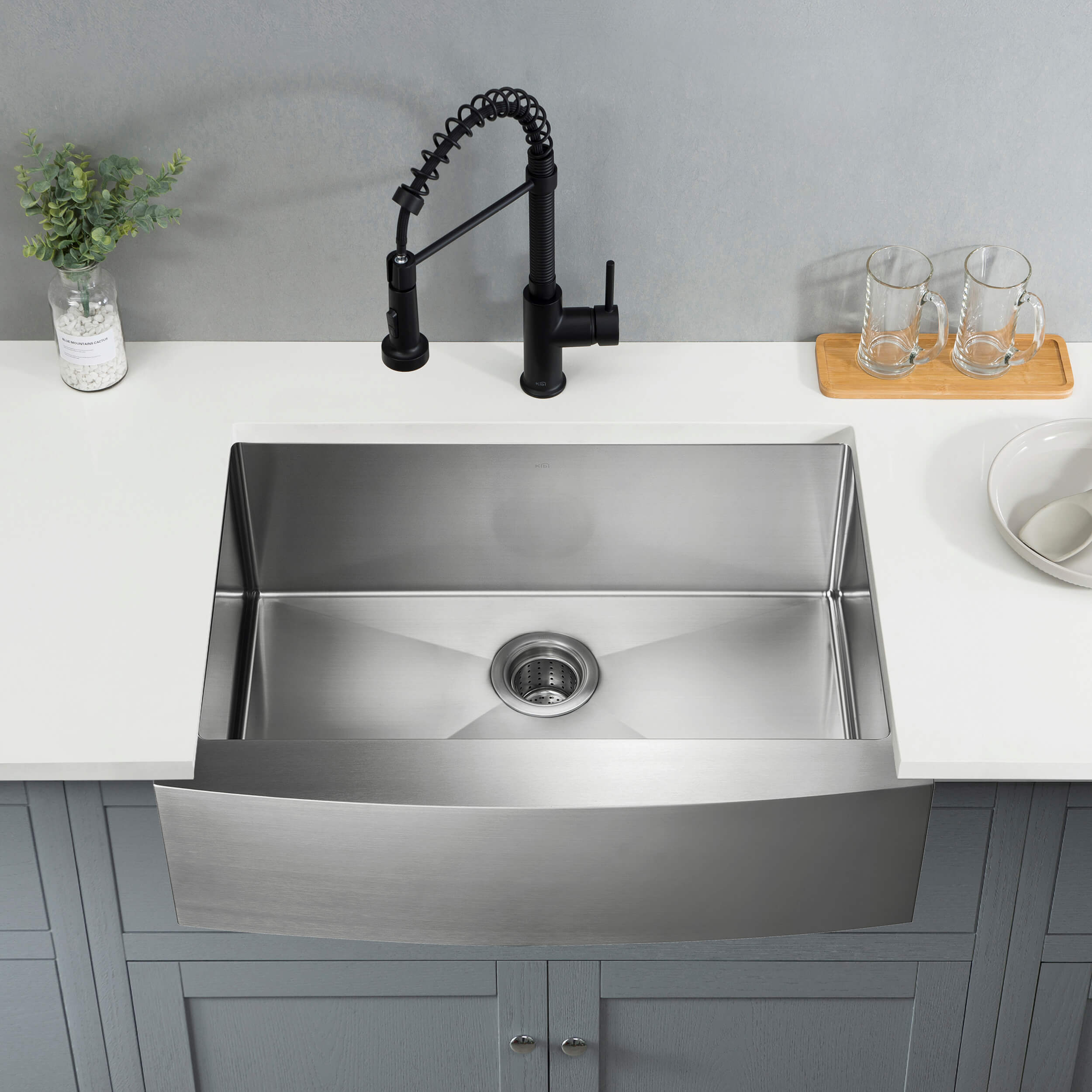 30″ Handcrafted Farmhouse Apron Single Bowl Stainless Steel Kitchen Sink – K1-SF30