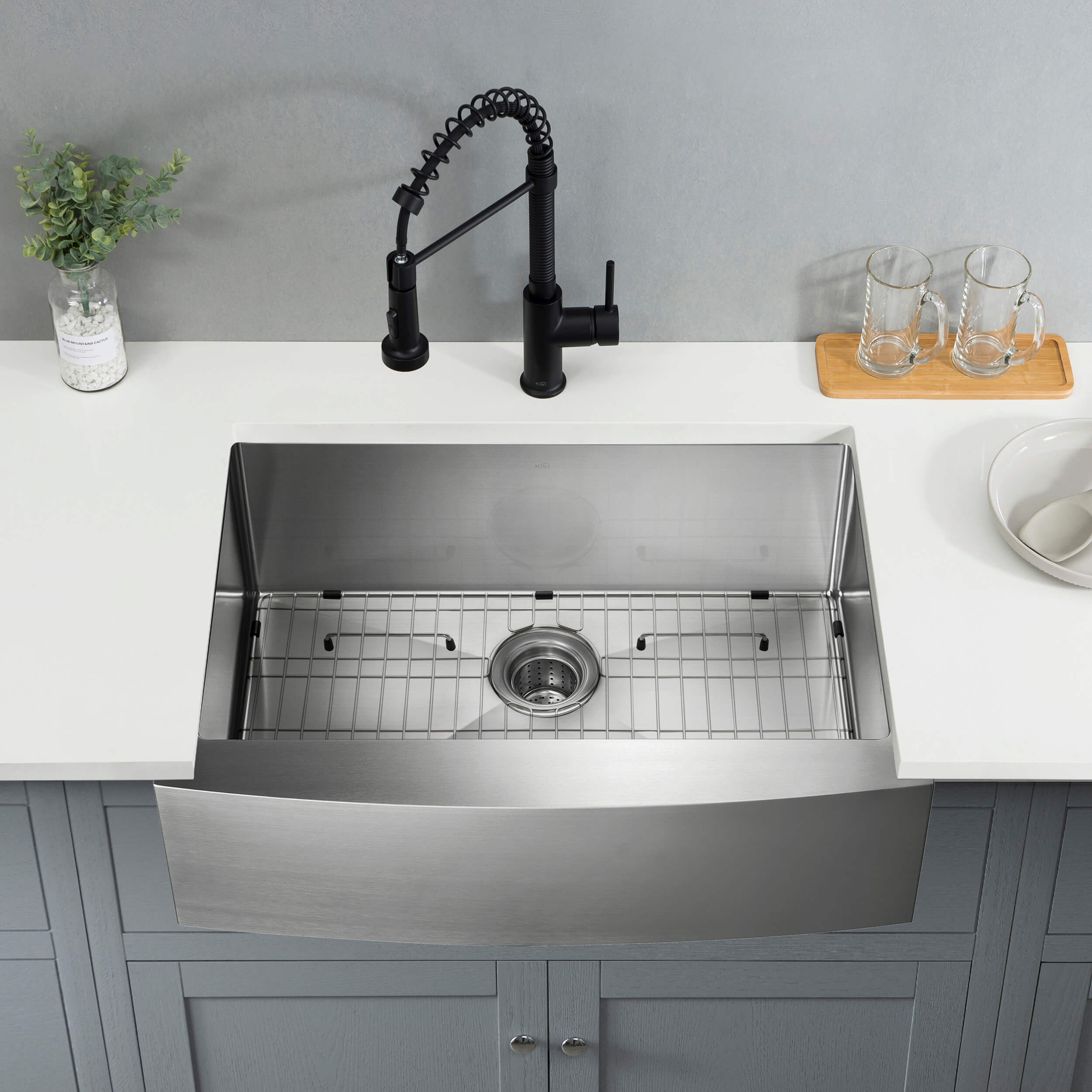 30″ Handcrafted Farmhouse Apron Single Bowl Stainless Steel Kitchen Sink – K1-SF30