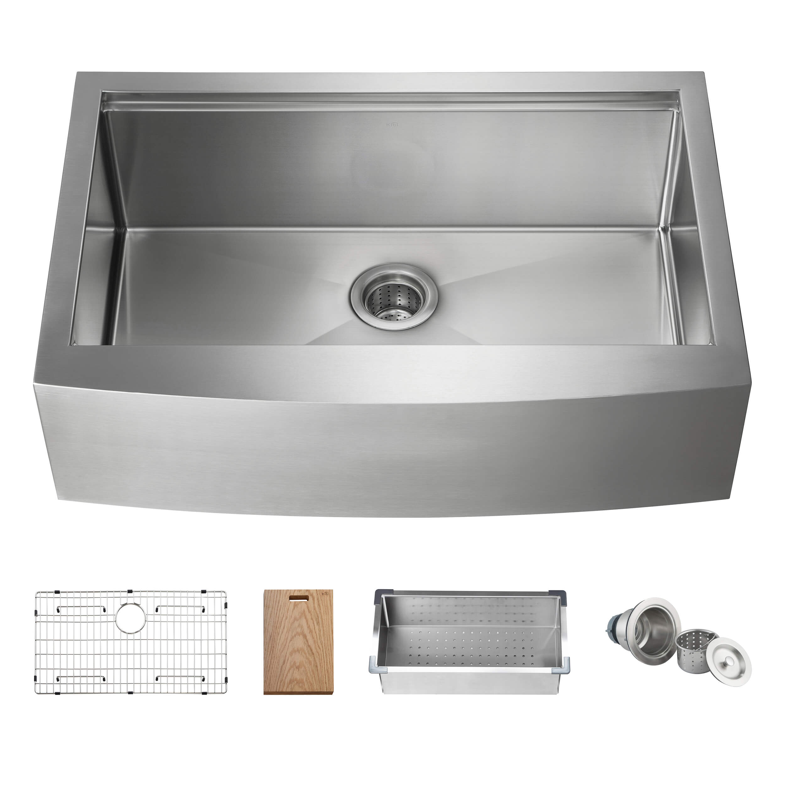 33″ Farmhouse Apron Single Bowl Stainless Steel Workstation Kitchen Sink – K1-SF33T