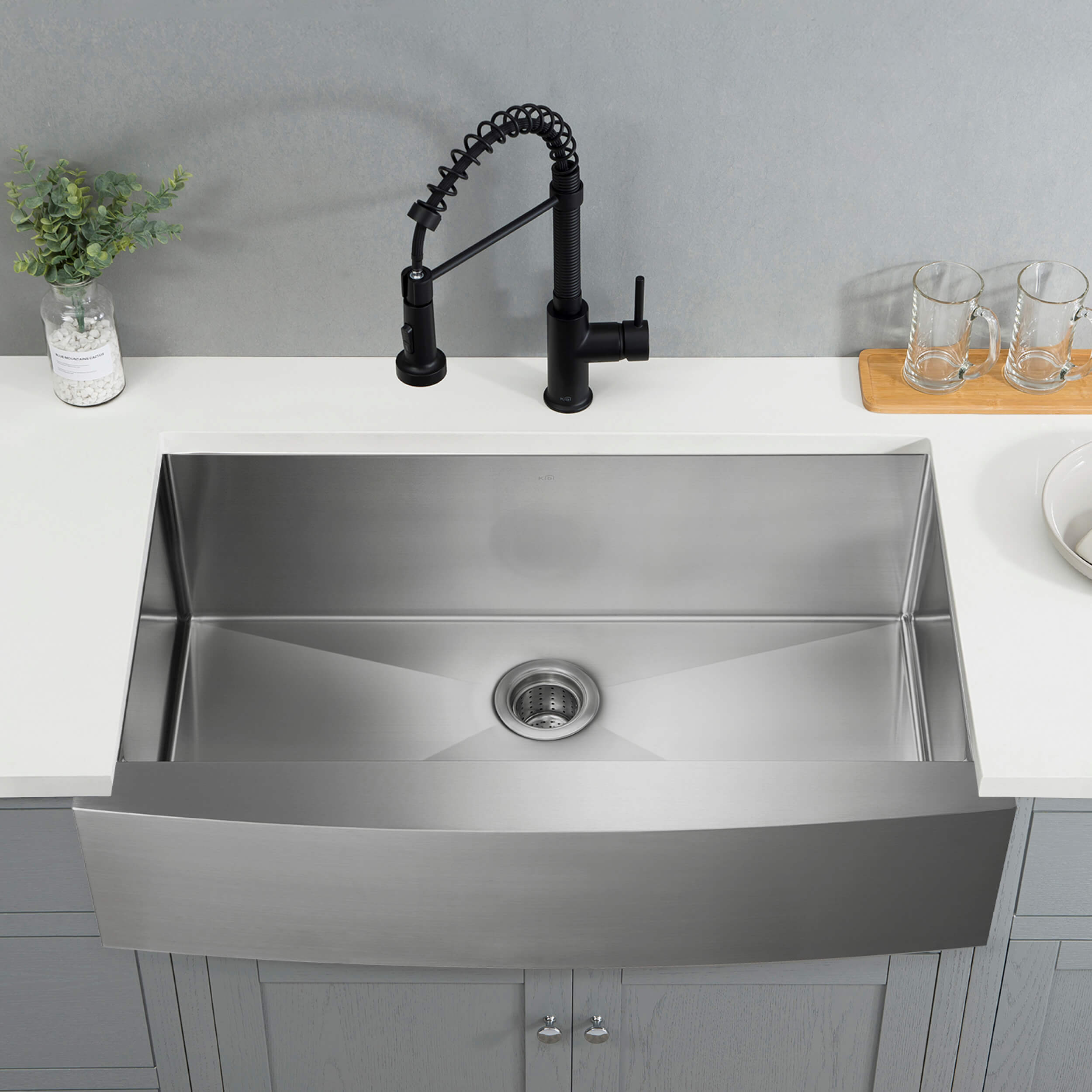 36″ Handcrafted Farmhouse Apron Single Bowl Stainless Steel Kitchen Sink – K1-SF36