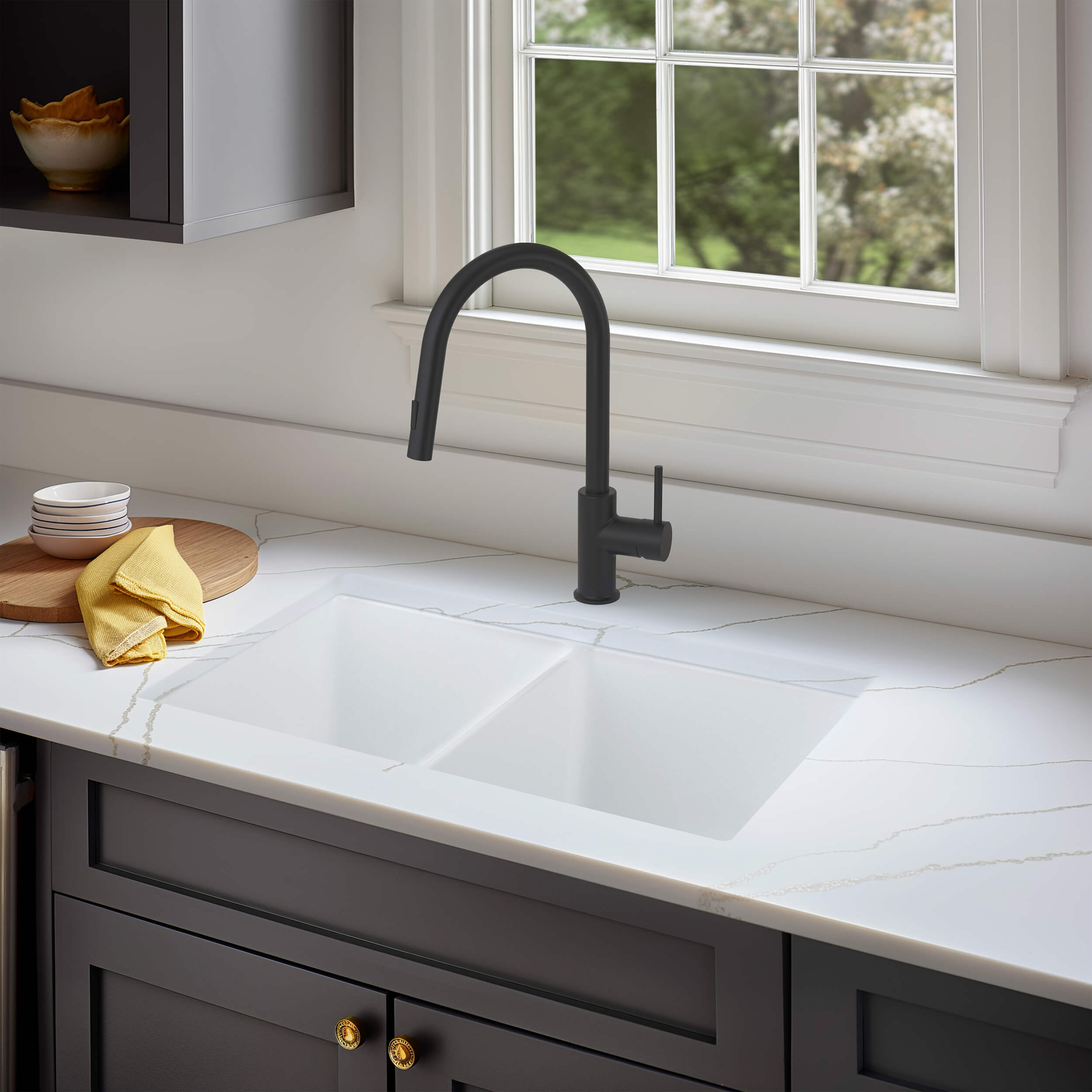 32″ Pure Fireclay Double Bowl Undermount Kitchen Sink – K2-D32