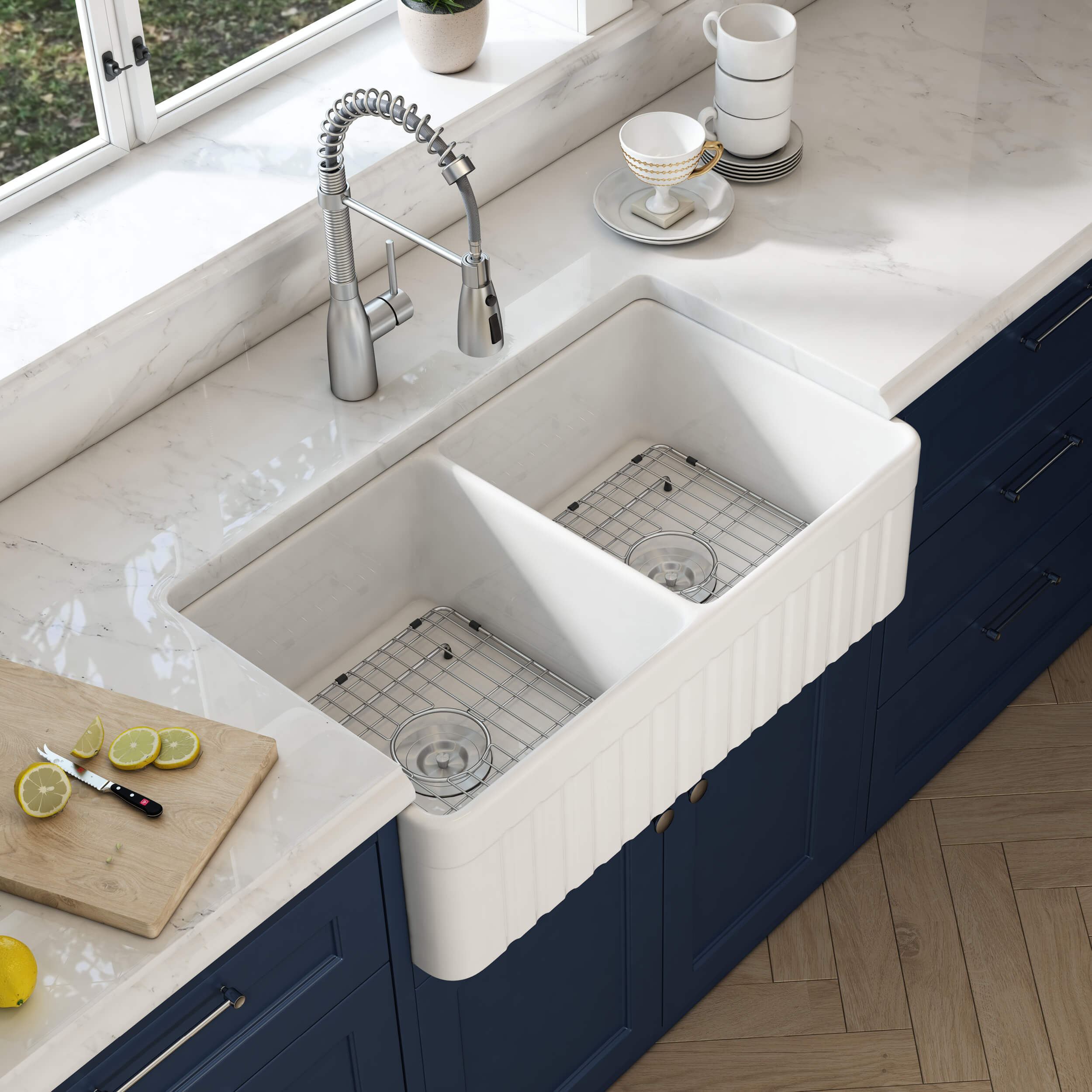 Pillar 33″ Farmhouse Kitchen Fireclay Sink - K2-DF33PI