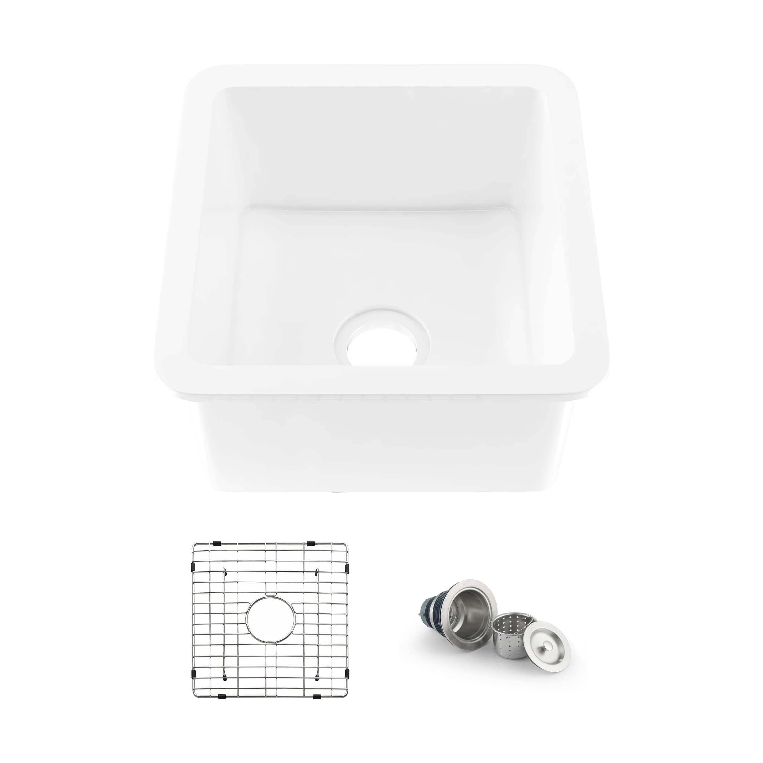 Cubic 18″ Undermounted Kitchen Fireclay Sink - K2-S18SQ