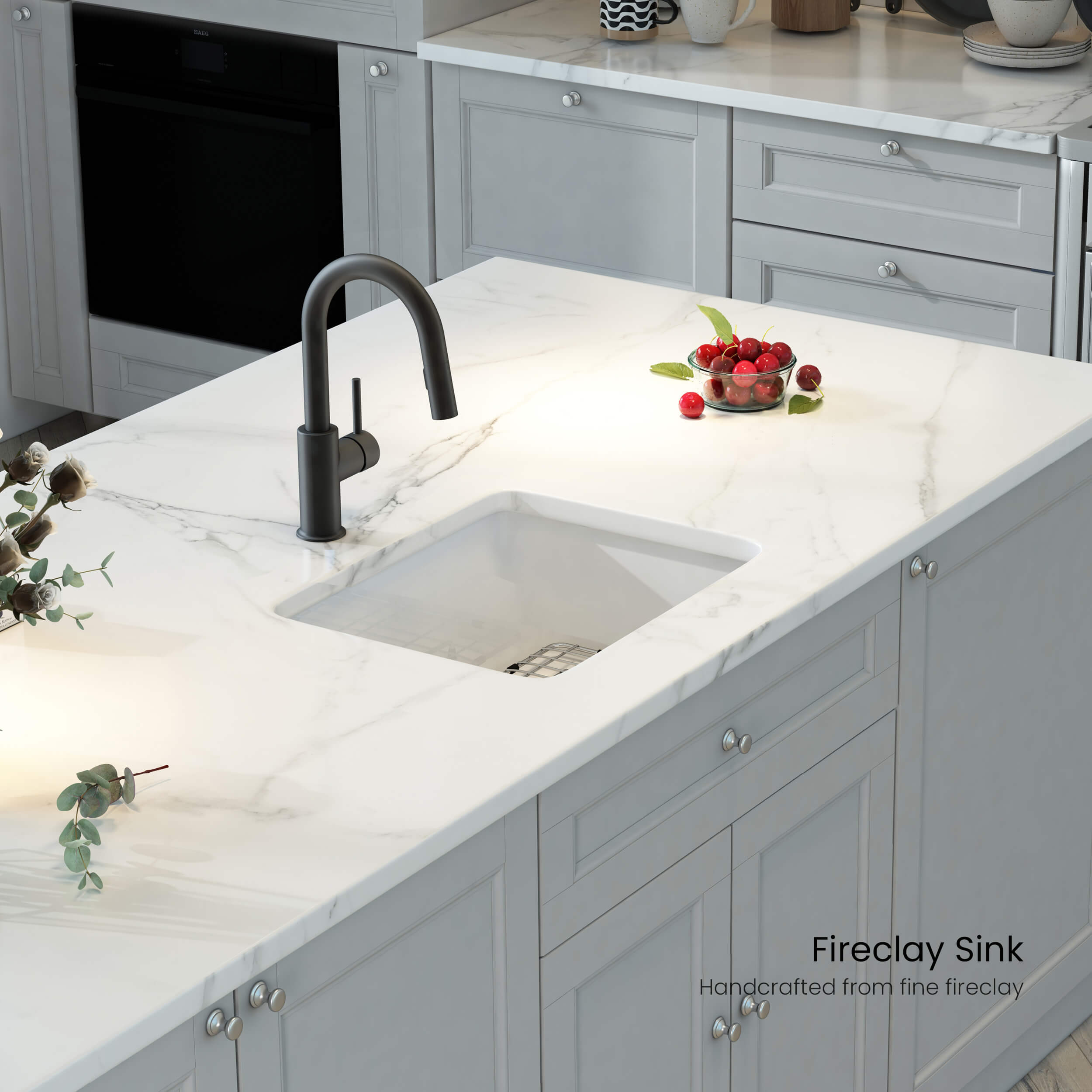 Cubic 18″ Undermounted Kitchen Fireclay Sink - K2-S18SQ