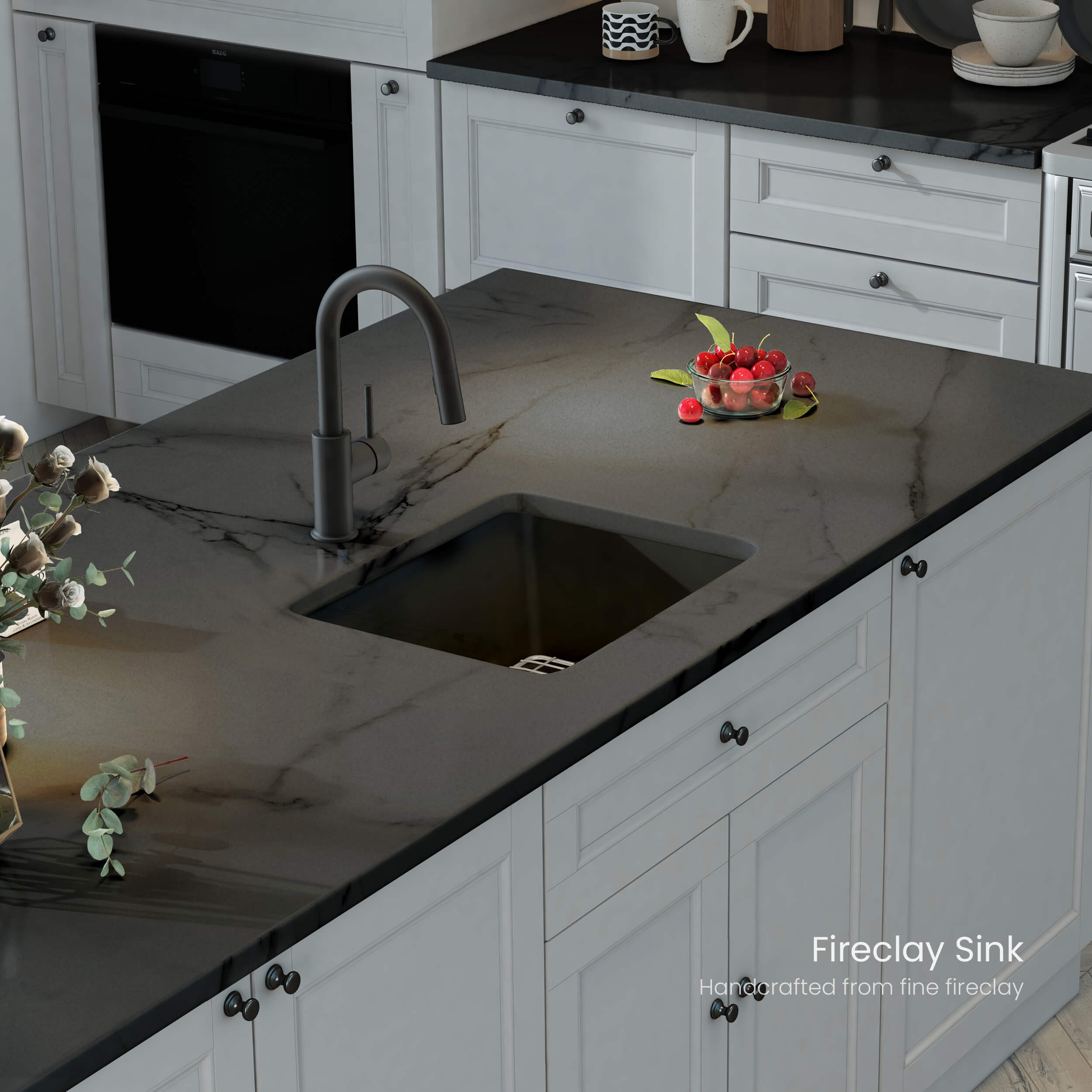 Pure 18″ Fireclay Kitchen Undermount Single Bowl Sink - K2-S18SQMB