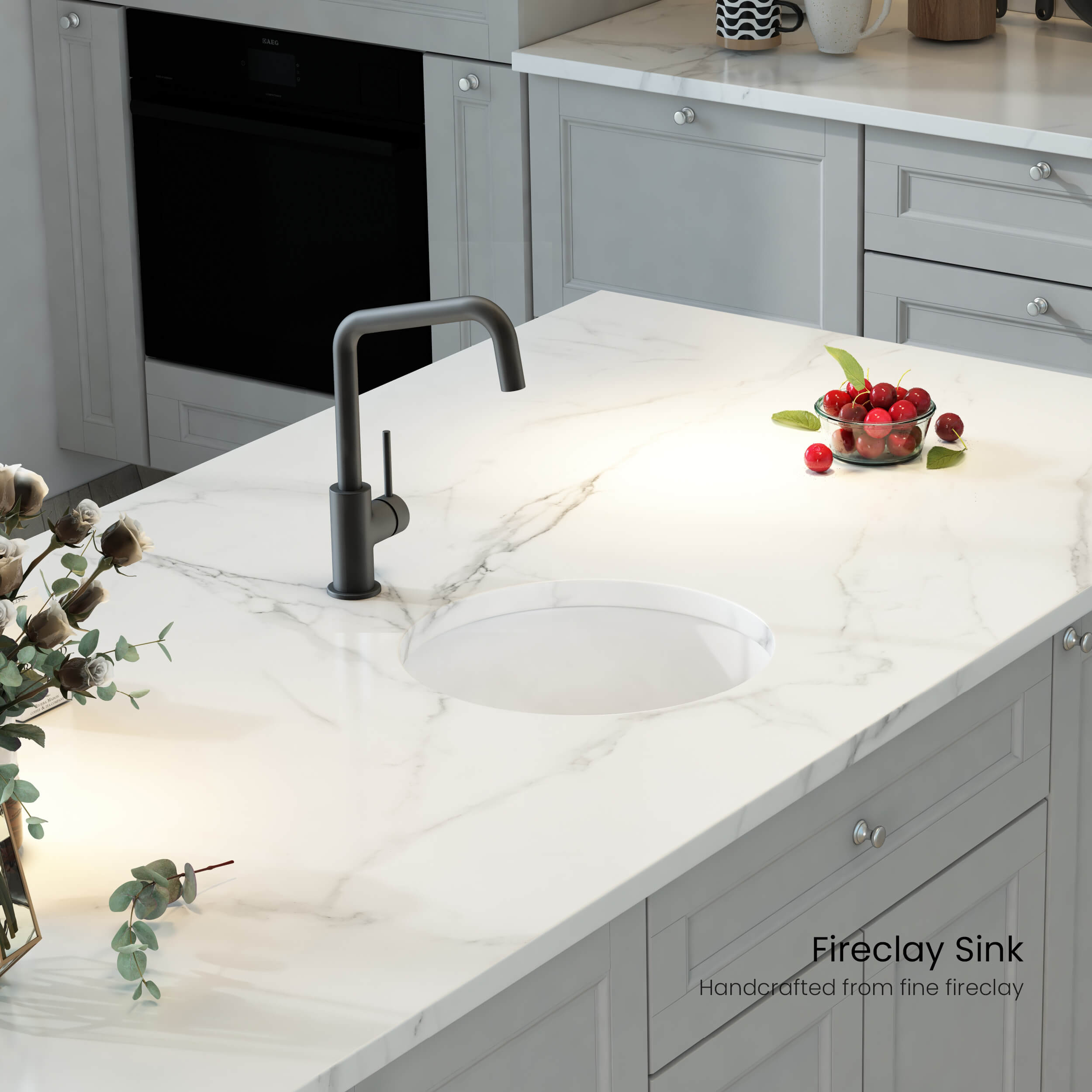 19″ Undermounted Kitchen Fireclay Sink - K2-S19RO