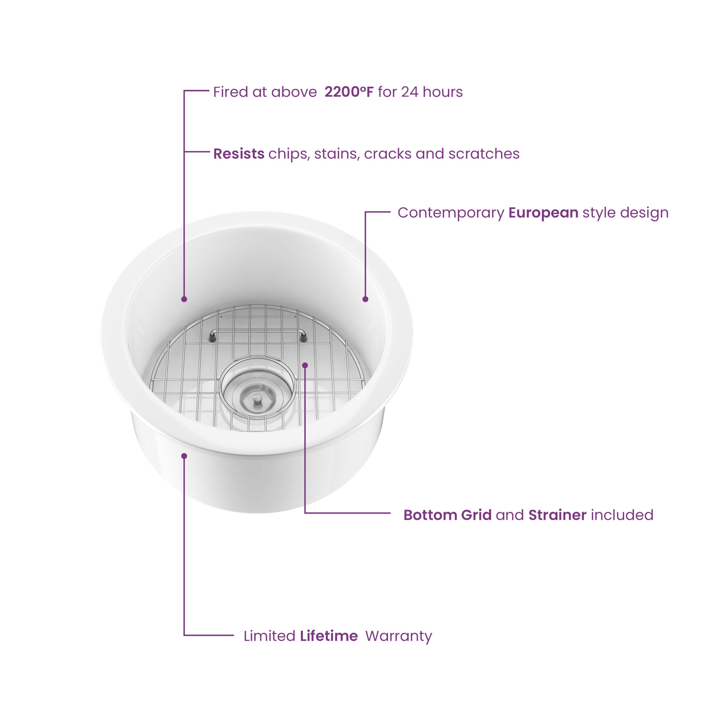 19″ Undermounted Kitchen Fireclay Sink - K2-S19RO