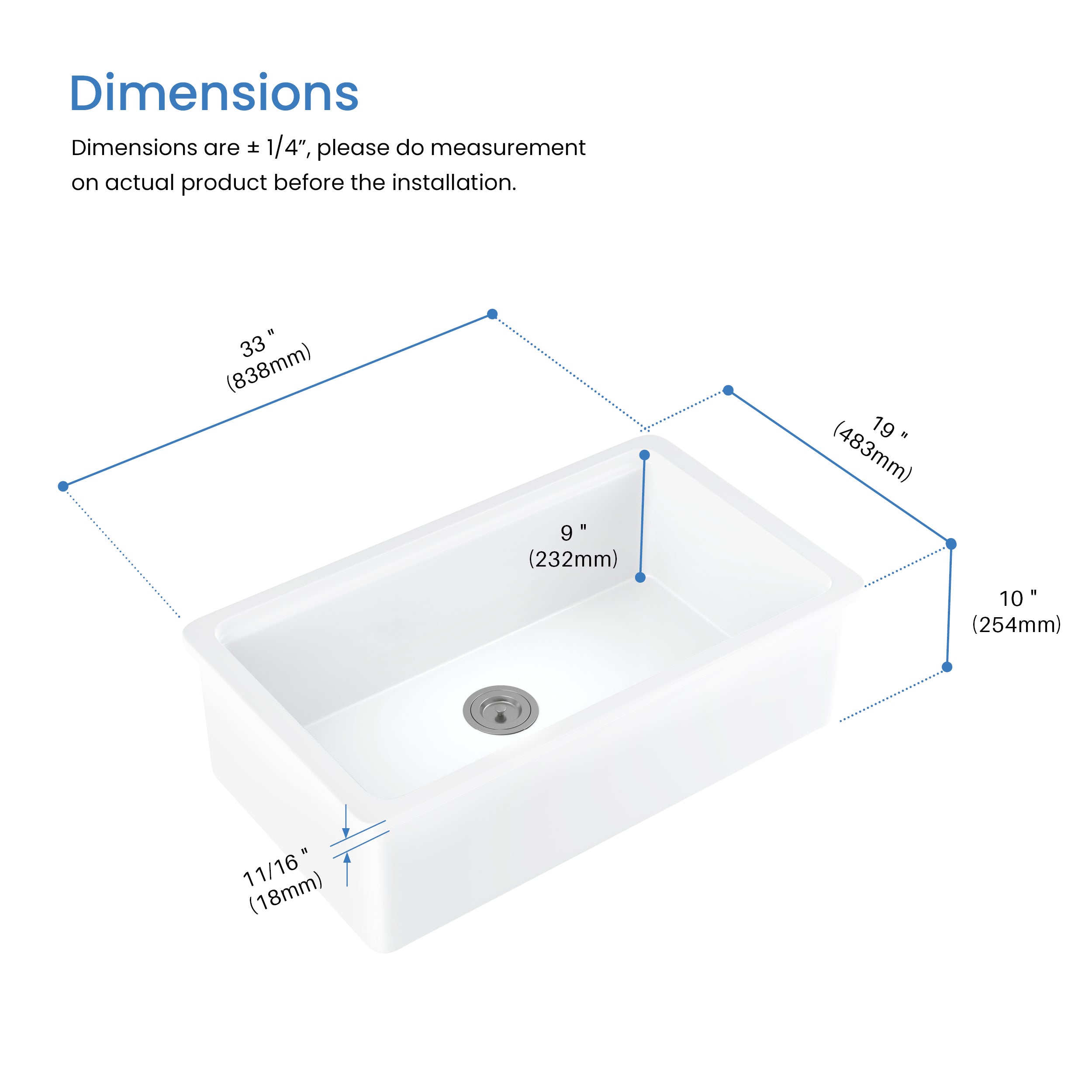 33″ Pure Fireclay Undermount Workstation Sink – K2-S33T