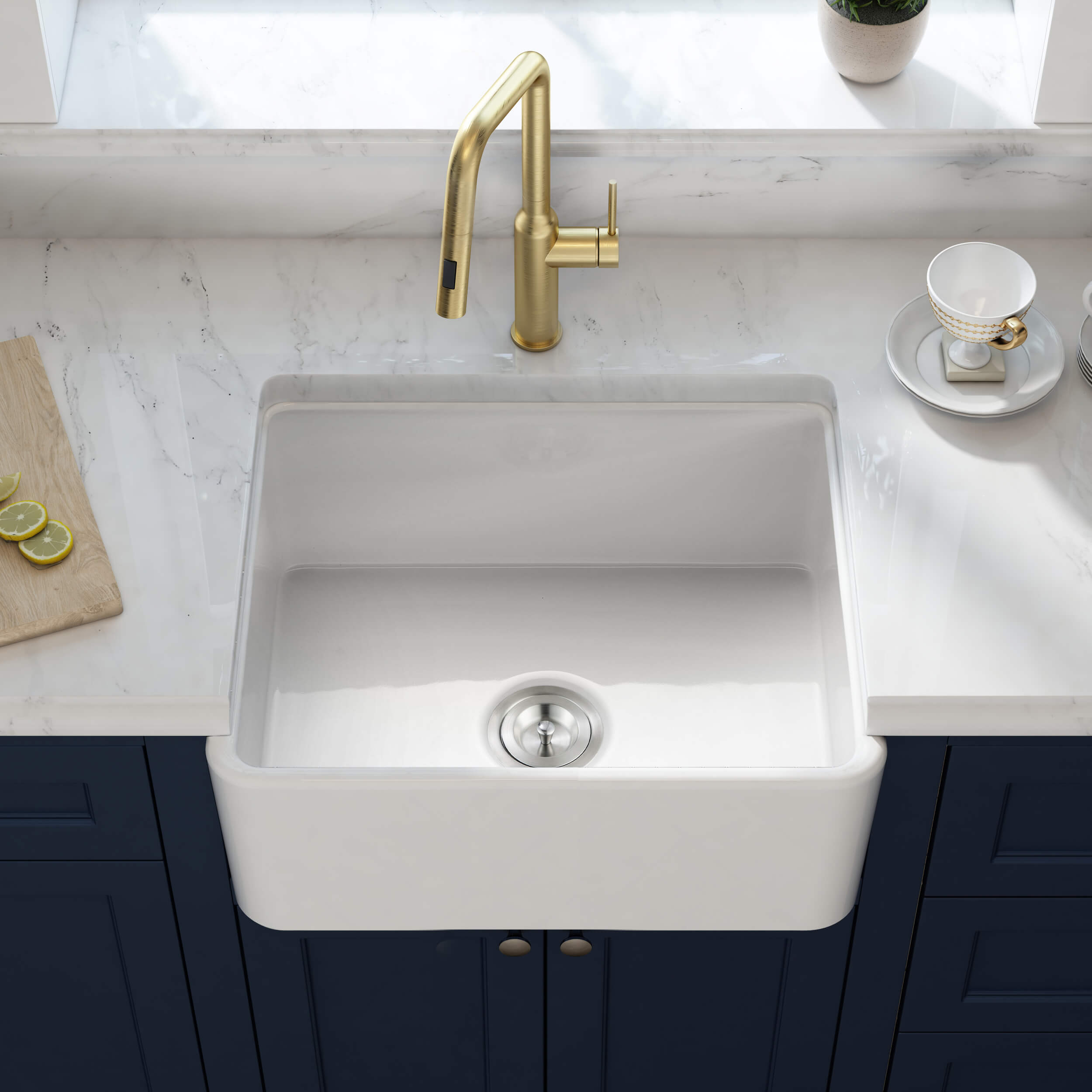 Pure 24″ Fireclay Kitchen Farmhouse Sink Single Bowl - K2-SF24