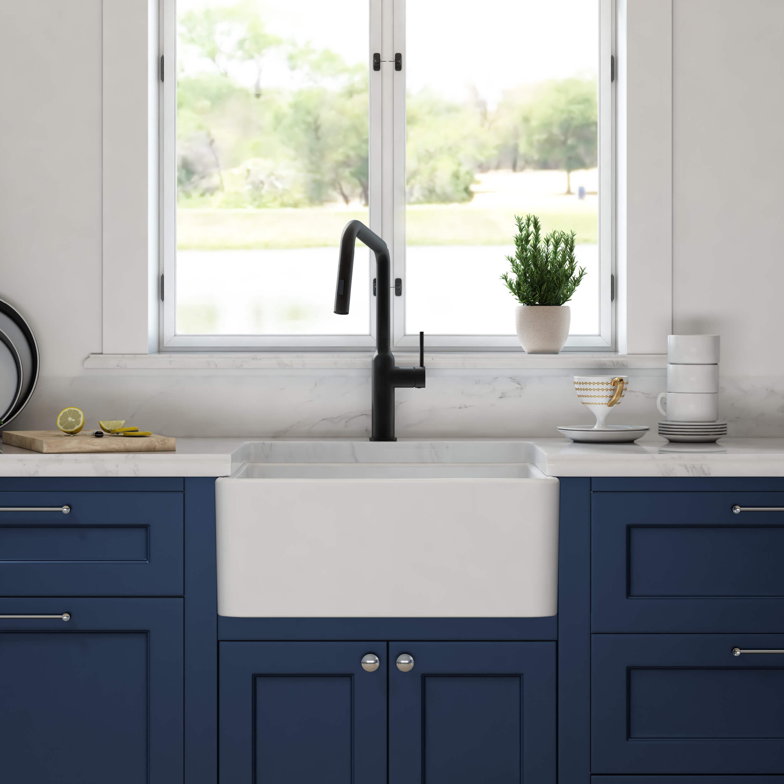 Pure 24″ Fireclay Kitchen Farmhouse Sink Single Bowl - K2-SF24