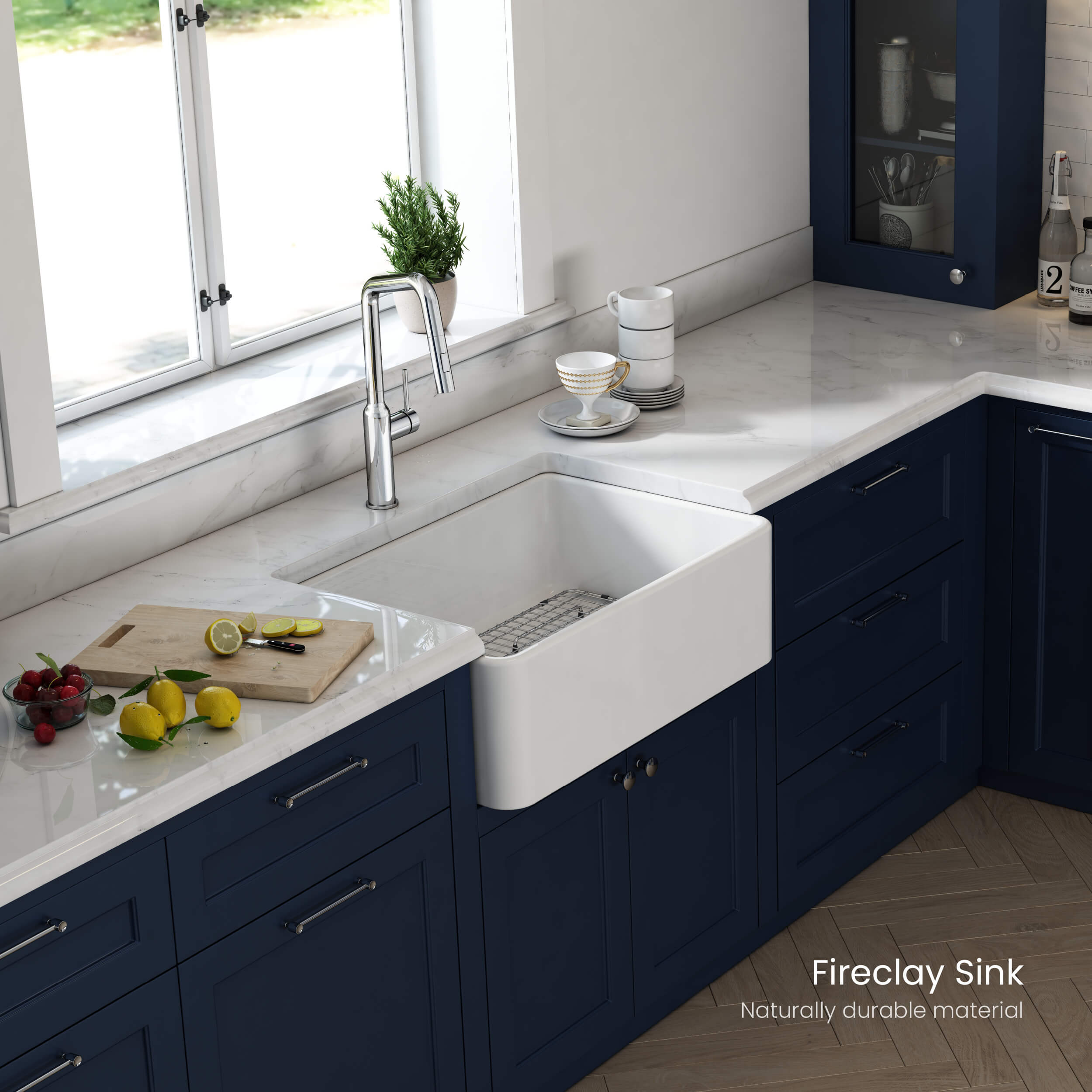 Pure 30″ Farmhouse Kitchen Fireclay Sink - K2-SF30