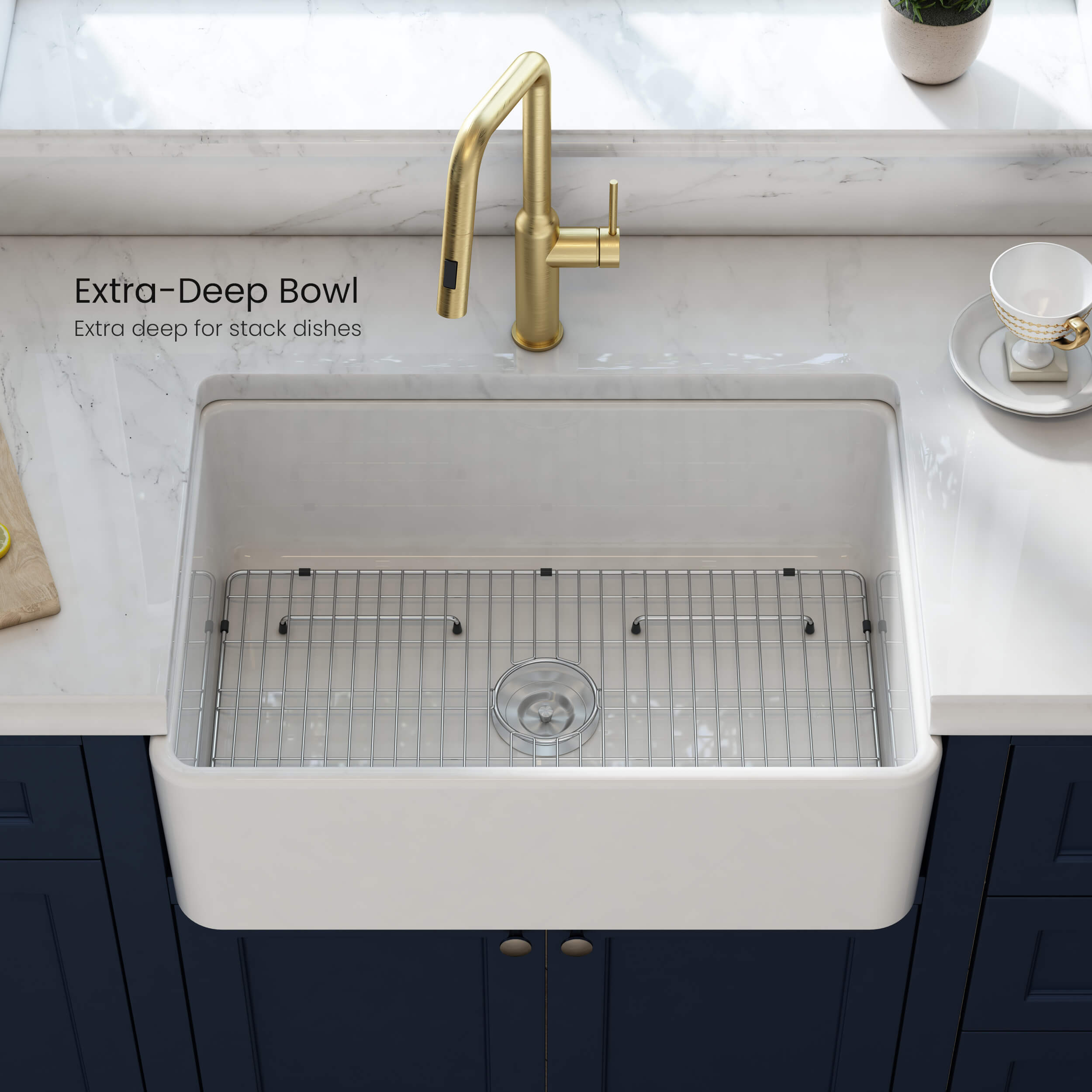 Pure 30″ Farmhouse Kitchen Fireclay Sink - K2-SF30