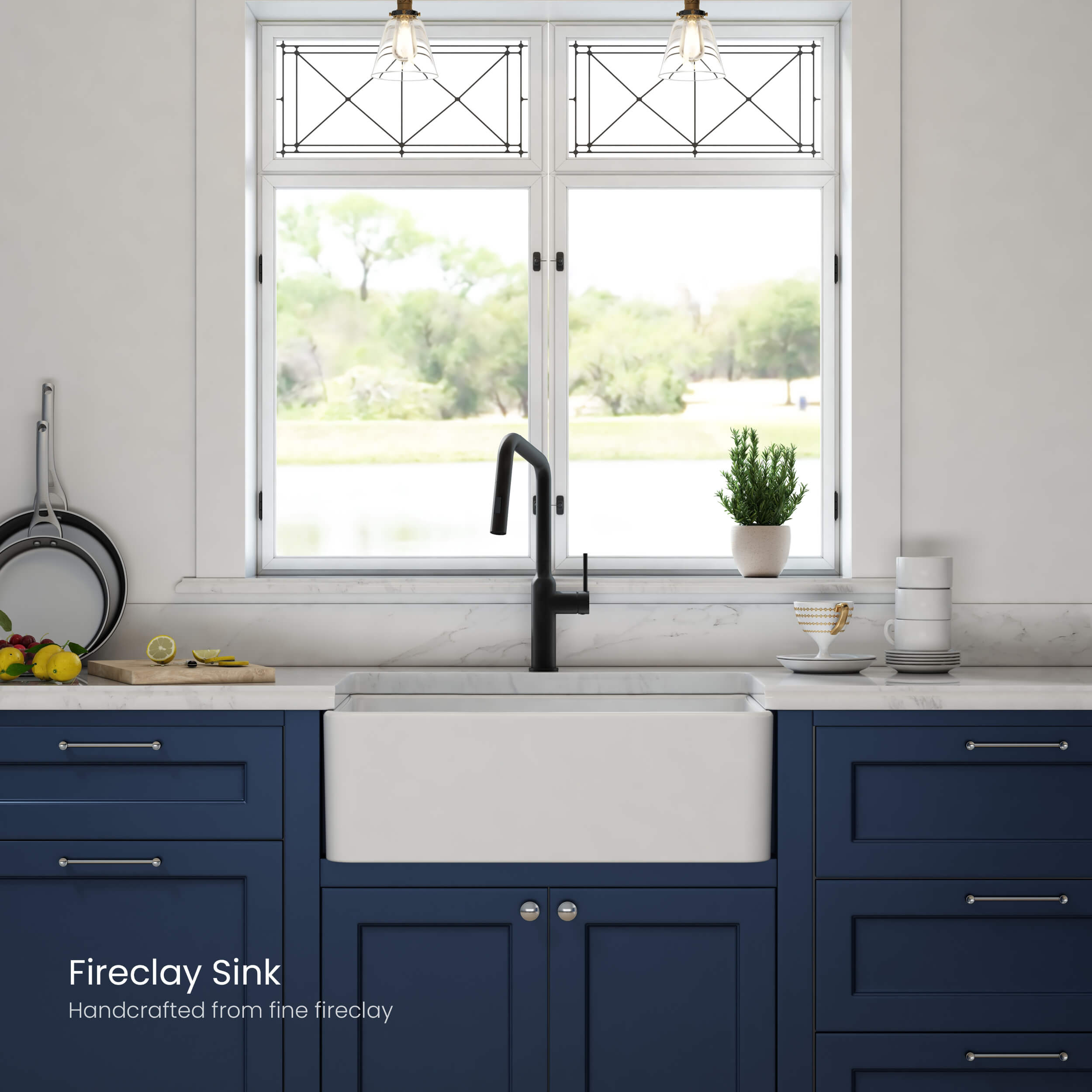 Pure 30″ Farmhouse Kitchen Fireclay Sink - K2-SF30