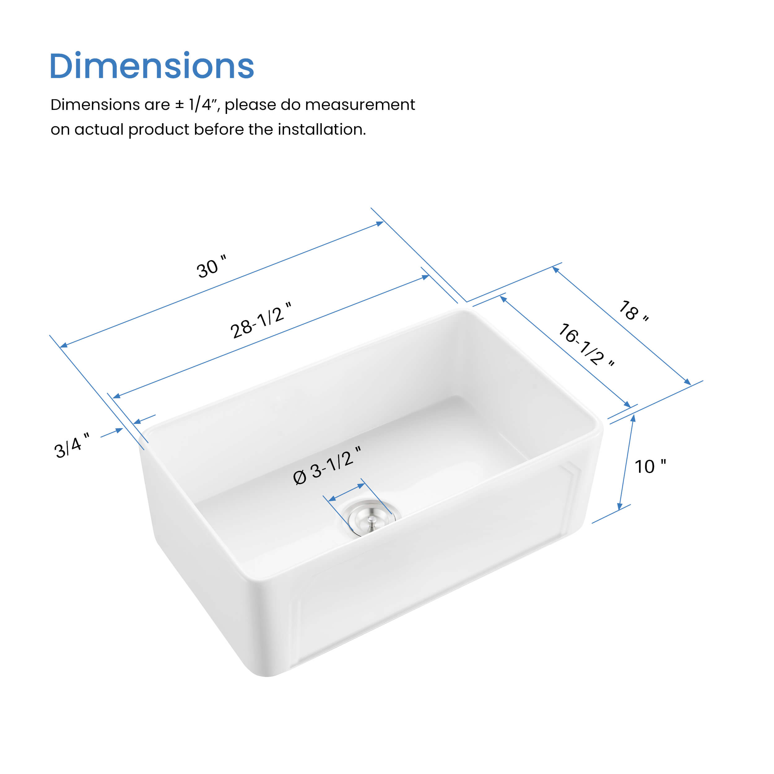 Arch 30″ Farmhouse Kitchen Fireclay Sink - K2-SF30AR