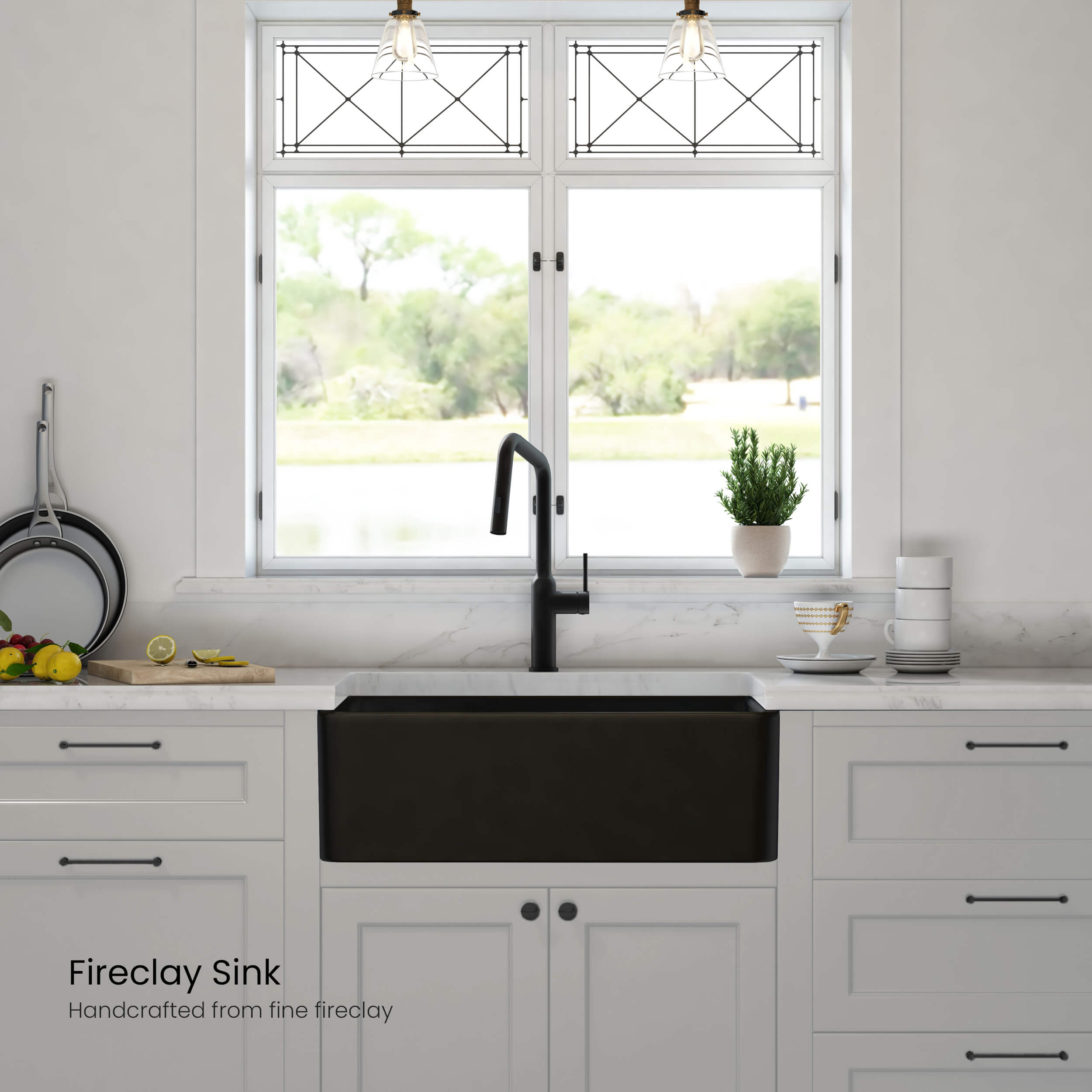 Pure 30″ Fireclay Kitchen Farmhouse Apron Front Single Bowl Sink - K2-SF30MB