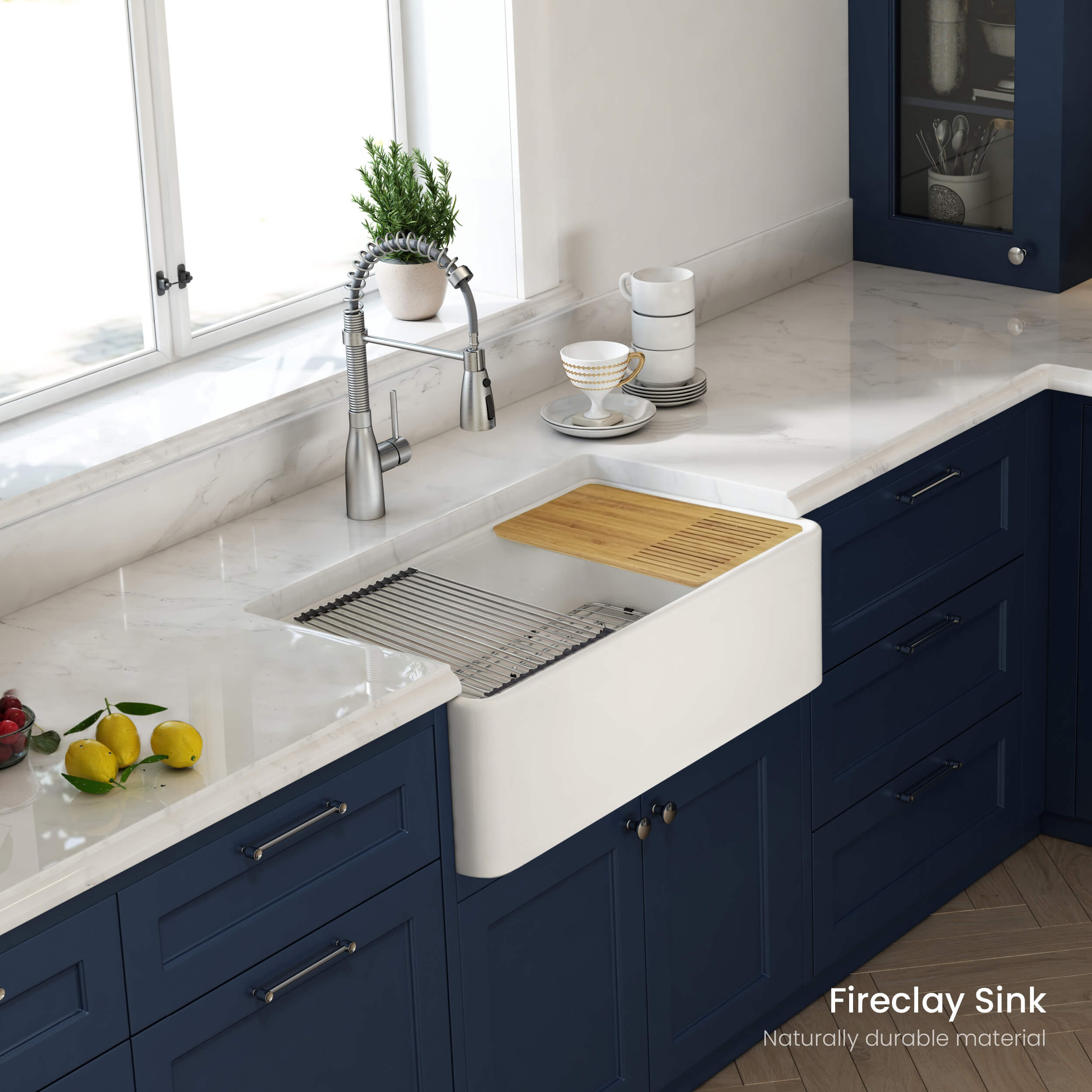 Pure 30″ Fireclay Kitchen Farmhouse Workstation Sink Pure Series- K2-SF30T