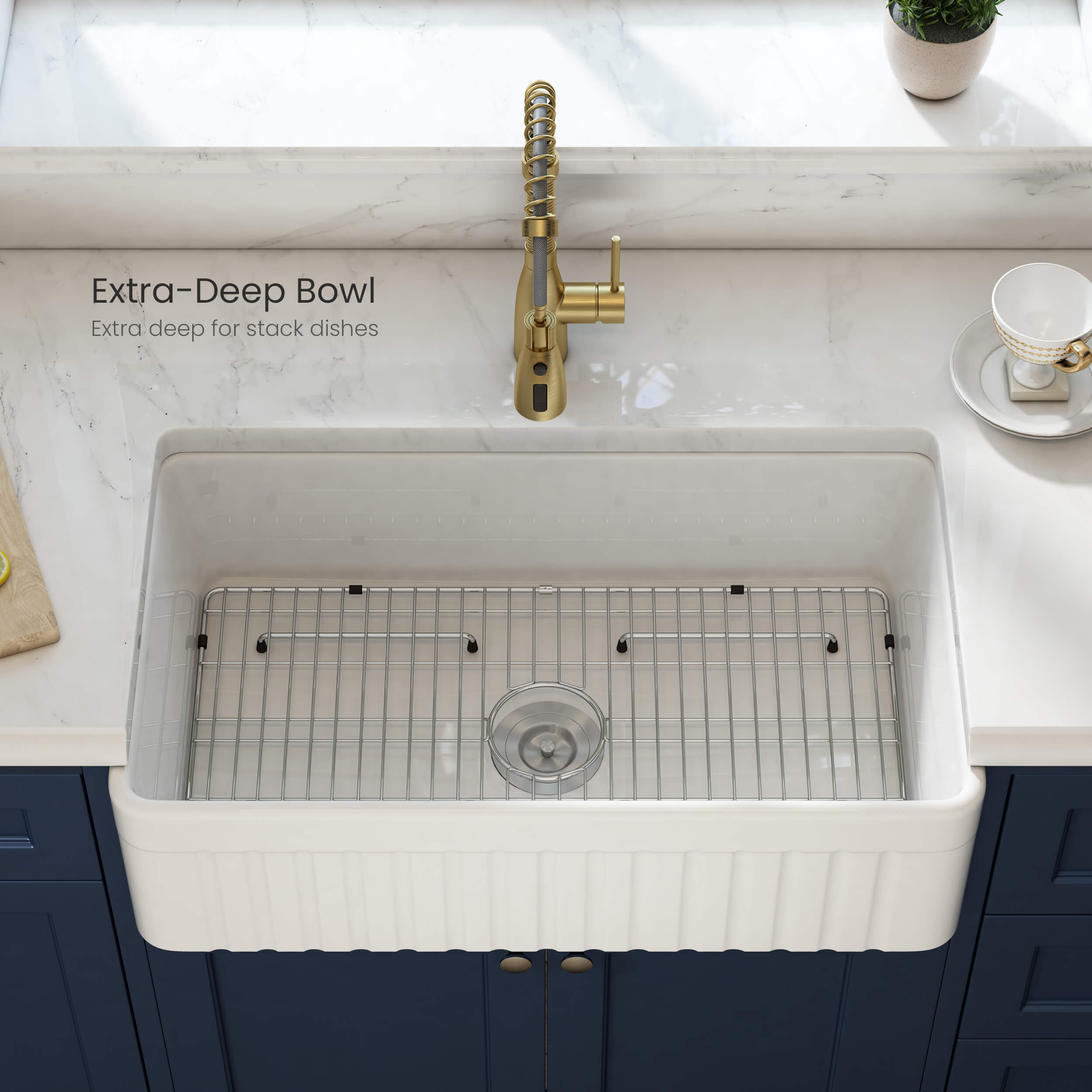 Pillar 33'' Farmhouse Kitchen Fireclay Sink - K2-SF33PI