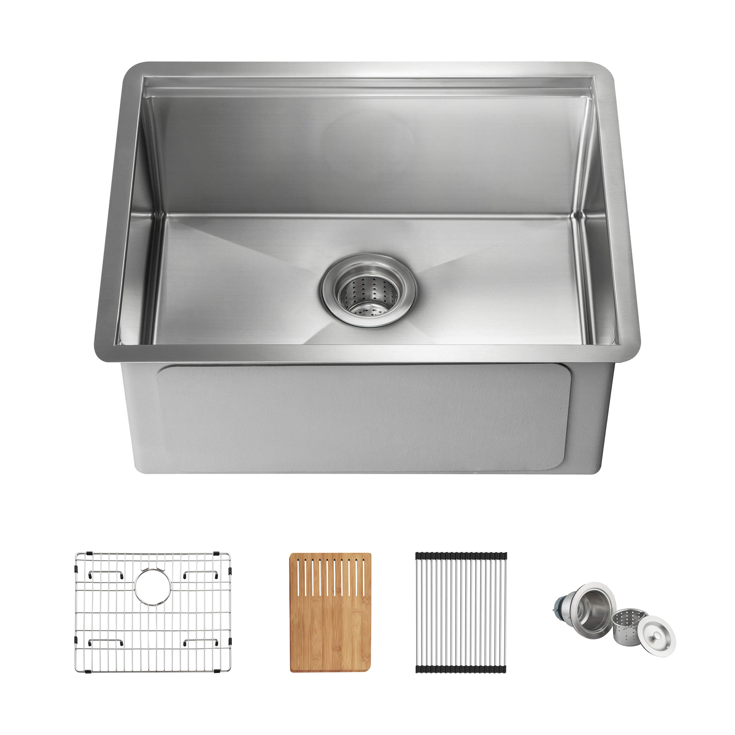 24″ Handcrafted 316 Marine Grade Stainless Steel 16 Gauge Single Bowl Workstation Undermount Kitchen Sink – K3-S24T