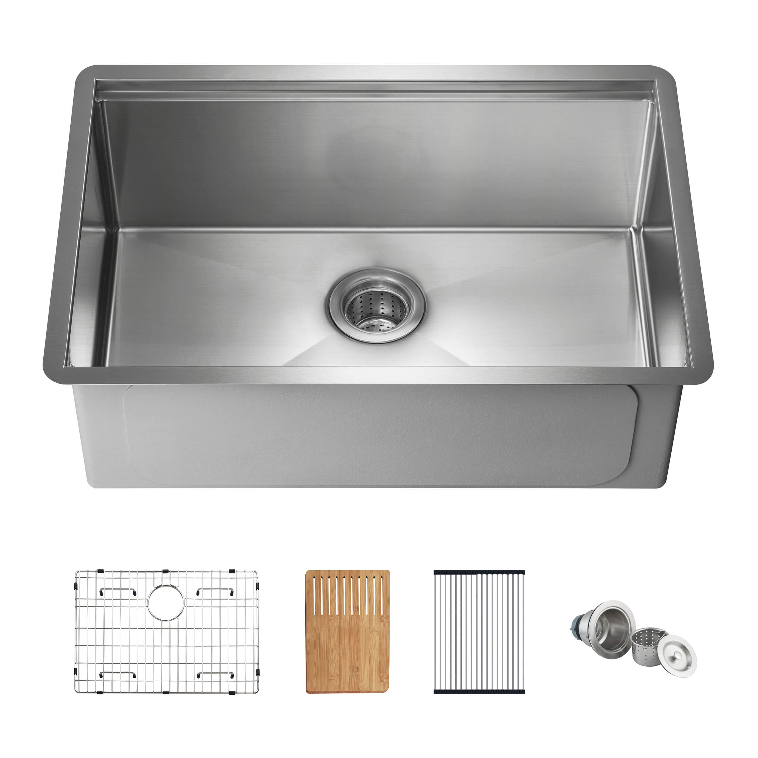 27″ Handcrafted 316 Marine Grade Stainless Steel 16 Gauge Single Bowl Workstation Undermount Kitchen Sink – K3-S27T