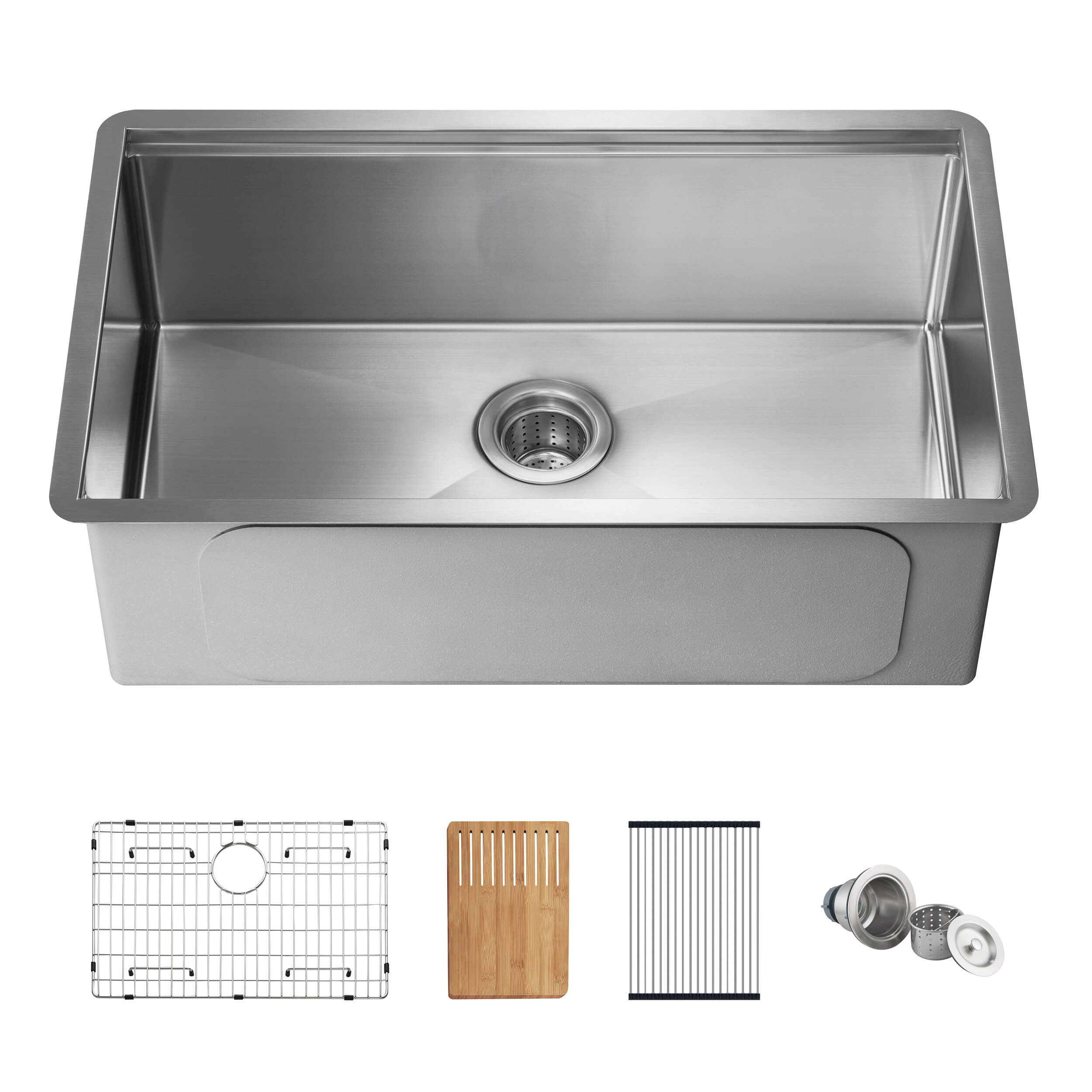 30″ Handcrafted 316 Marine Grade Stainless Steel 16 Gauge Single Bowl Workstation Undermount Kitchen Sink – K3-S30T