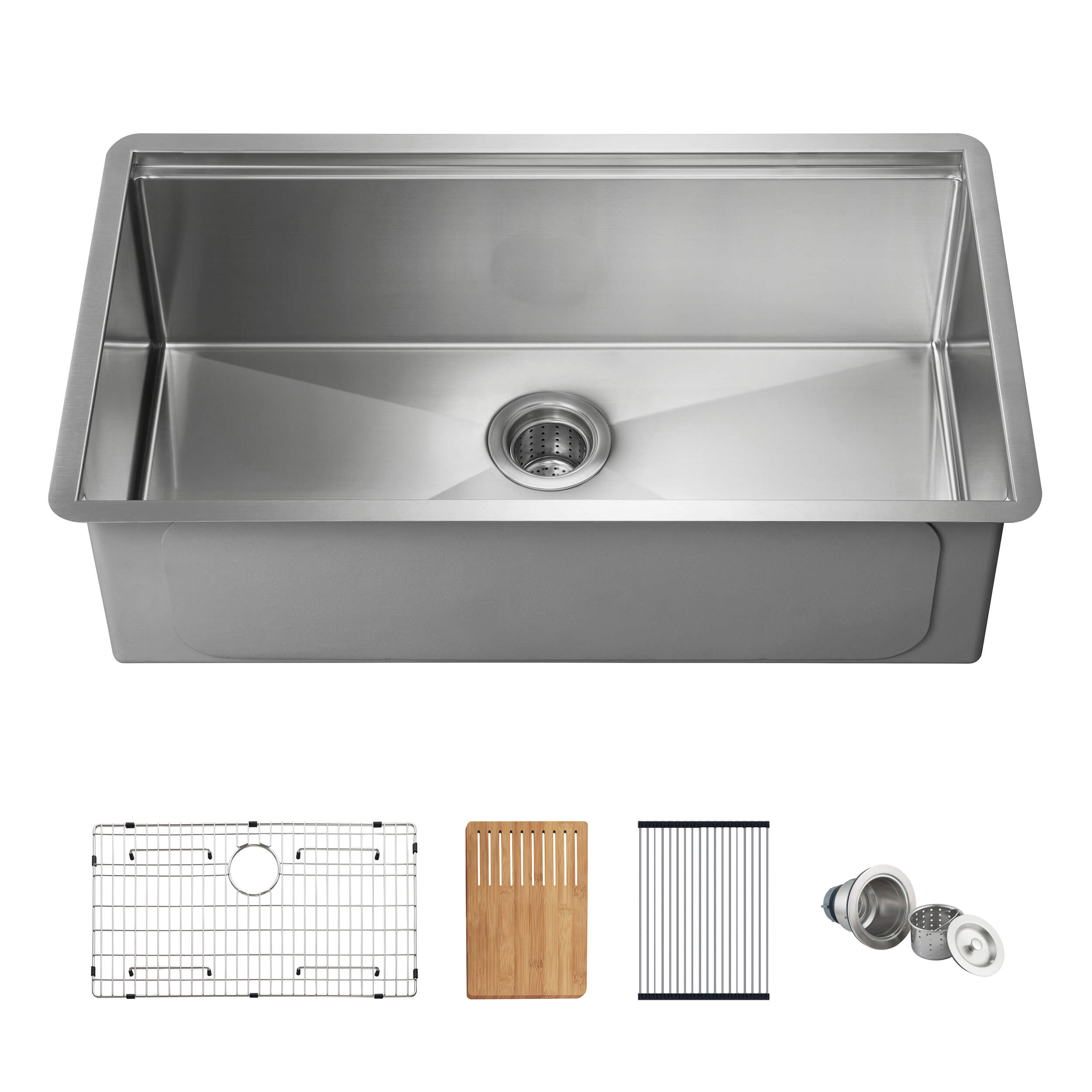 33″ Handcrafted 316 Marine Grade Stainless Steel 16 Gauge Single Bowl Workstation Undermount Kitchen Sink – K3-S33T