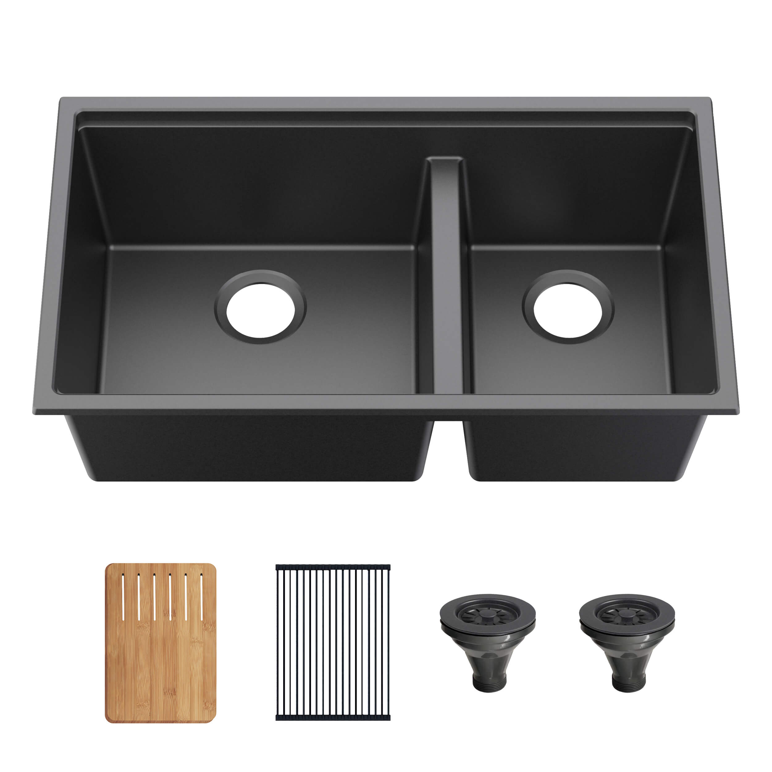 33″ Undermount Workstation Double Bowl Quartz Kitchen Sink – K4-D33T