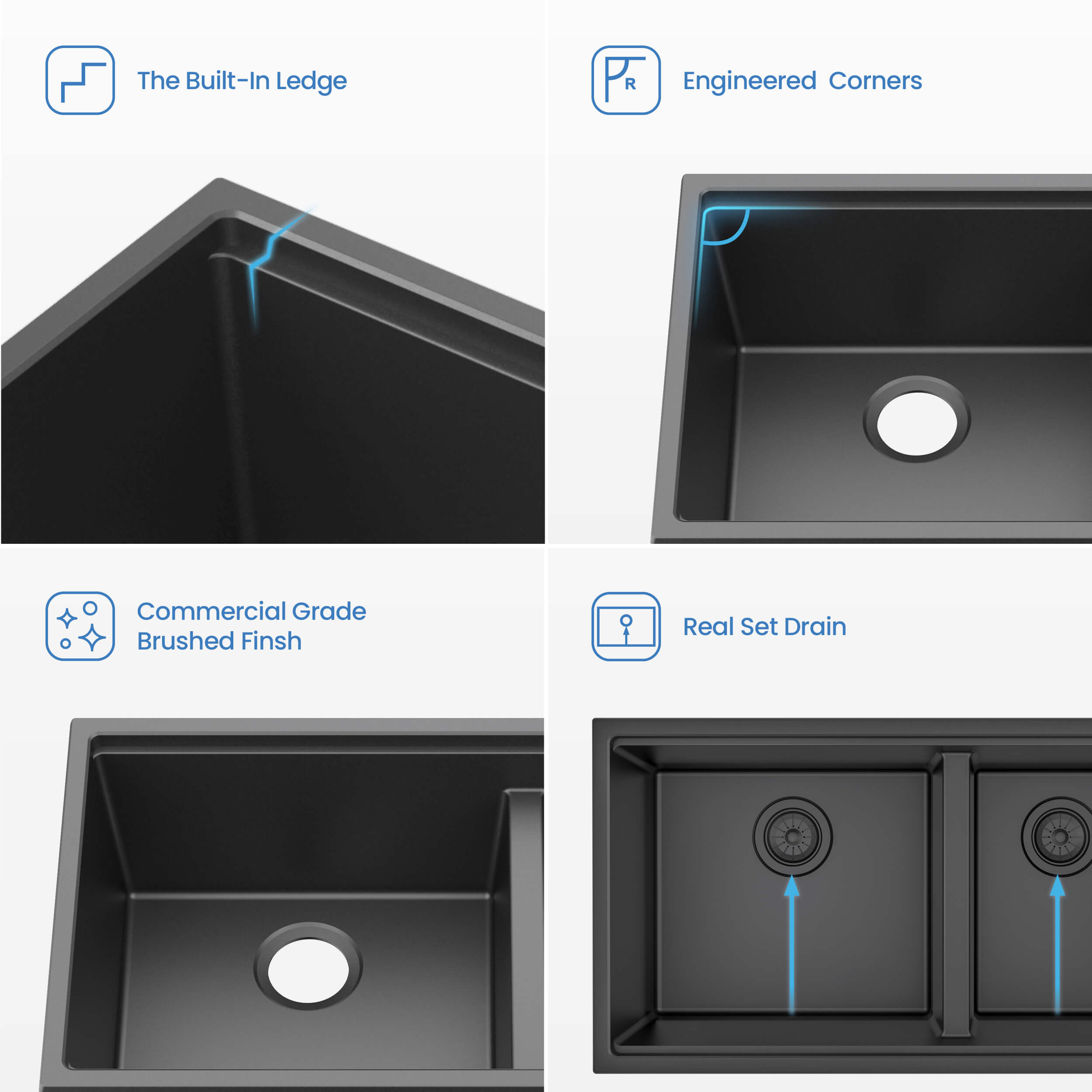 33″ Undermount Workstation Double Bowl Quartz Kitchen Sink – K4-D33T