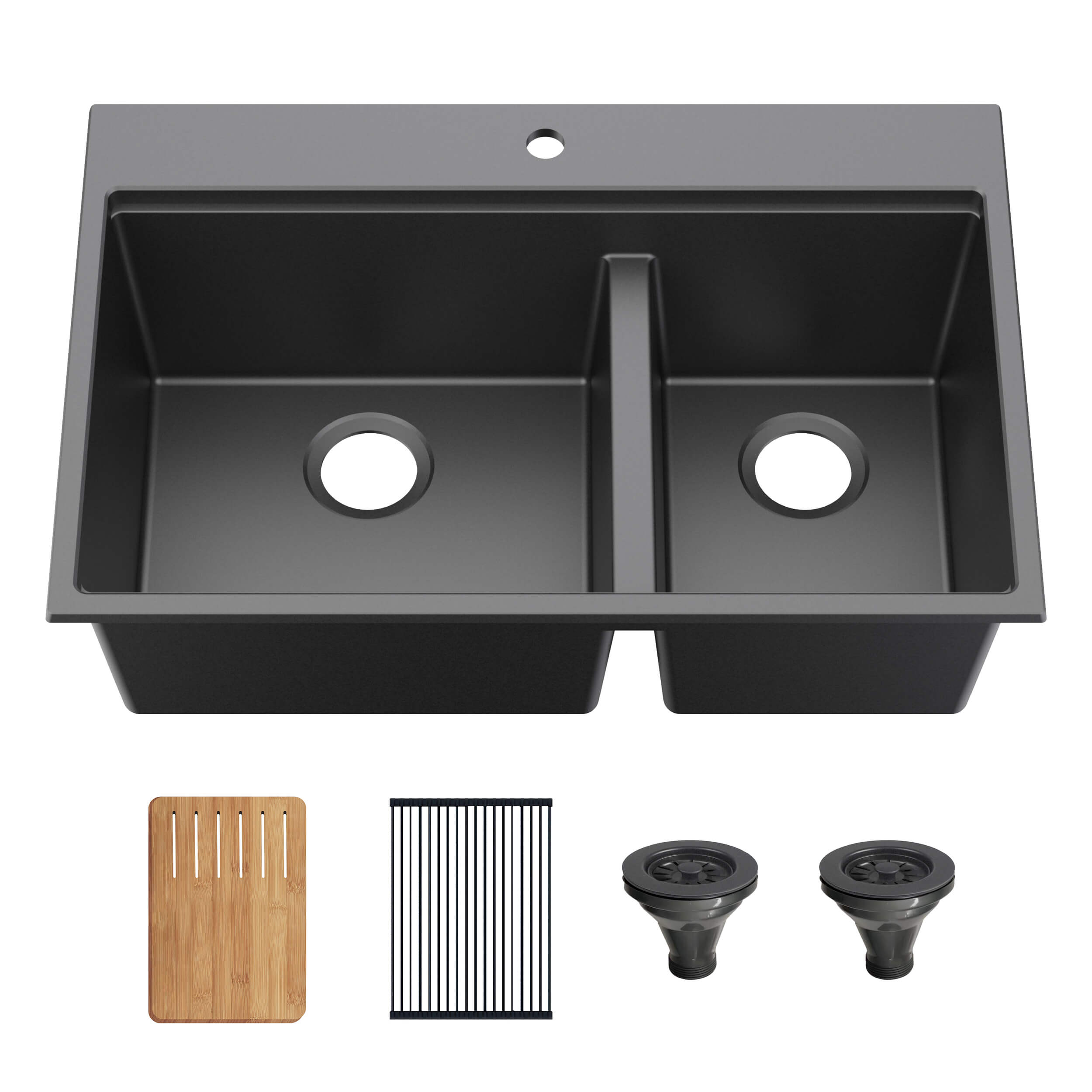 33″ Top-Mount Workstation Double Bowl Quartz Kitchen Sink – K4-TD33T