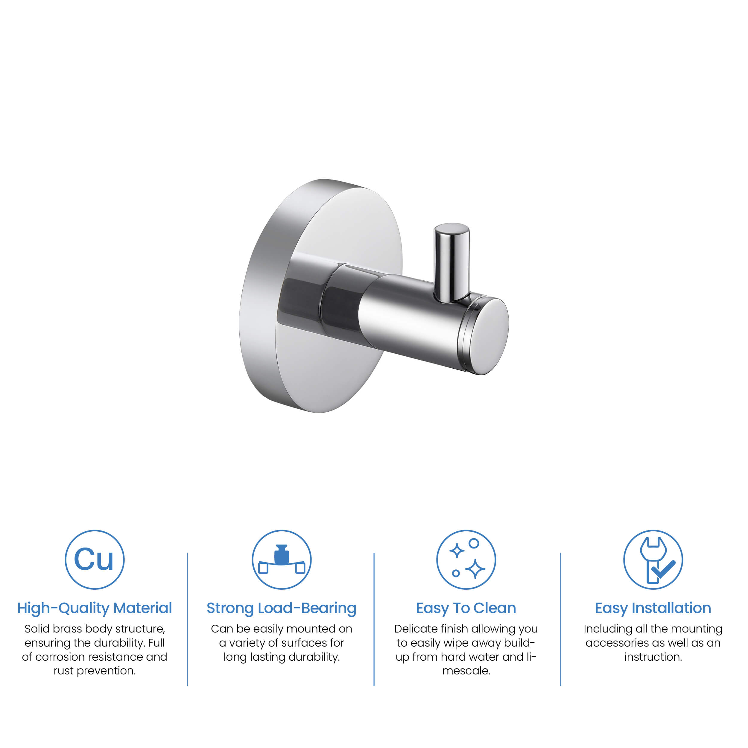 Circular Bathroom Towel & Robe Hook 2-Piece - KBA1401-2PC