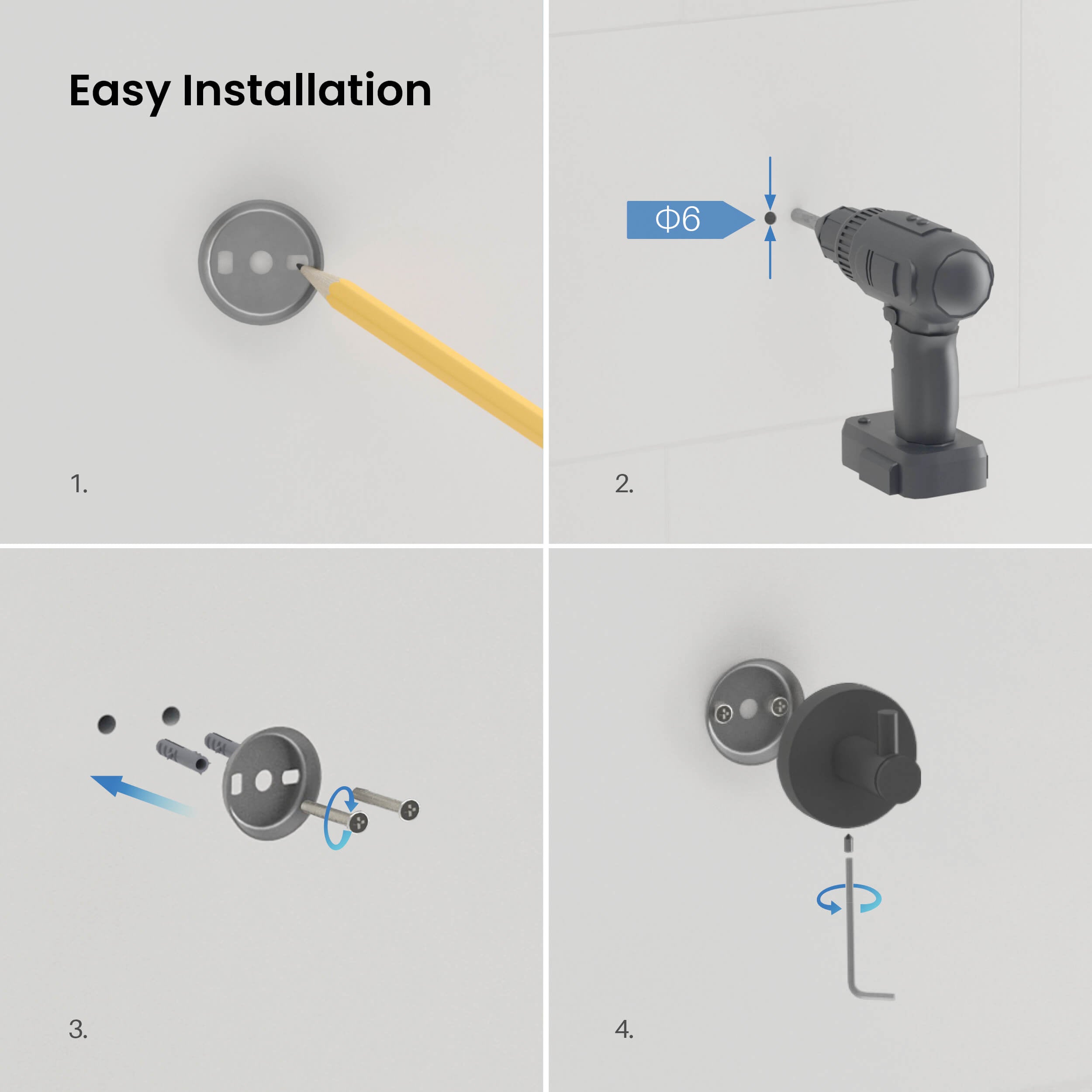 Circular Bathroom Towel & Robe Hook - KBA1401