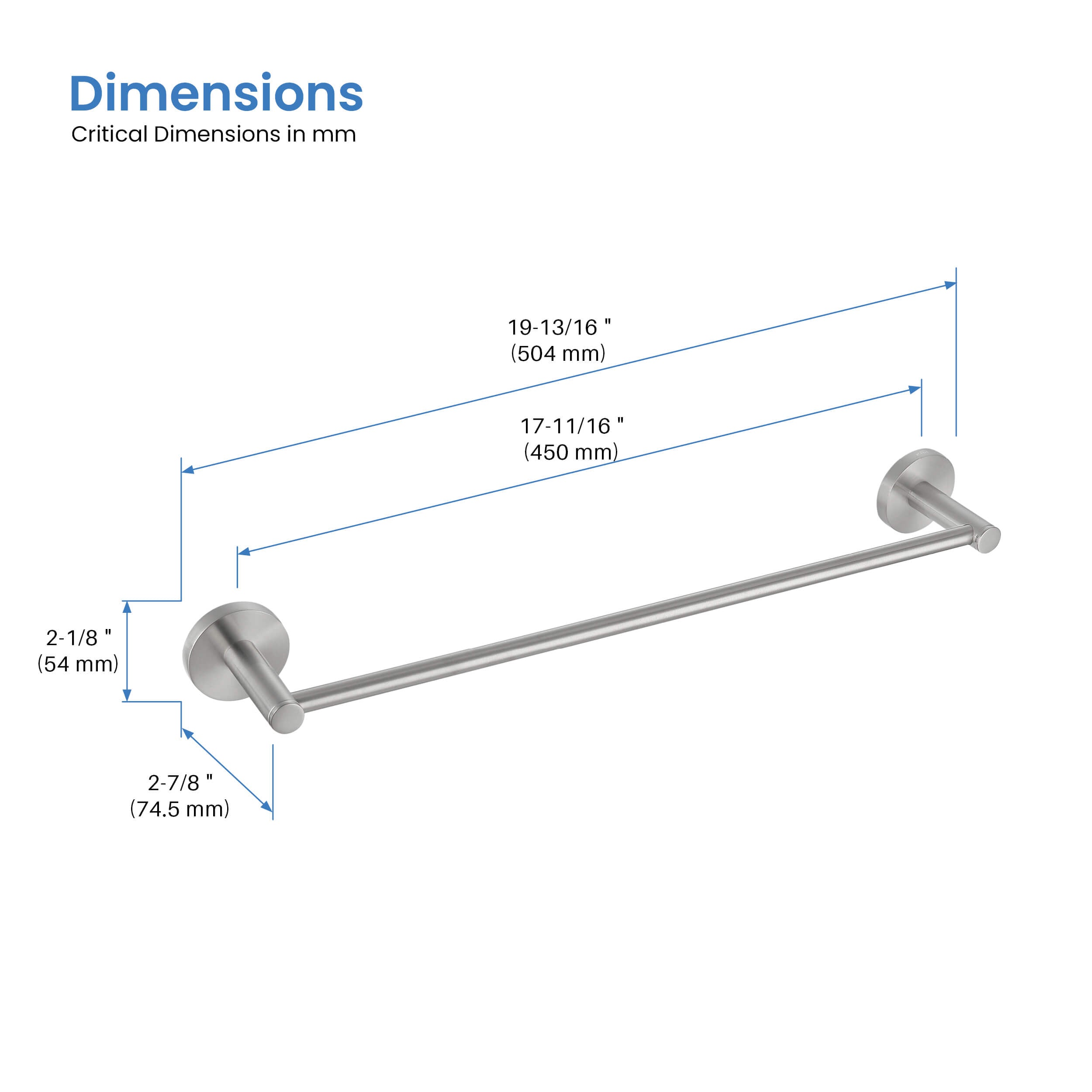 Circular Bathroom 18" Towel Bar KBA1407