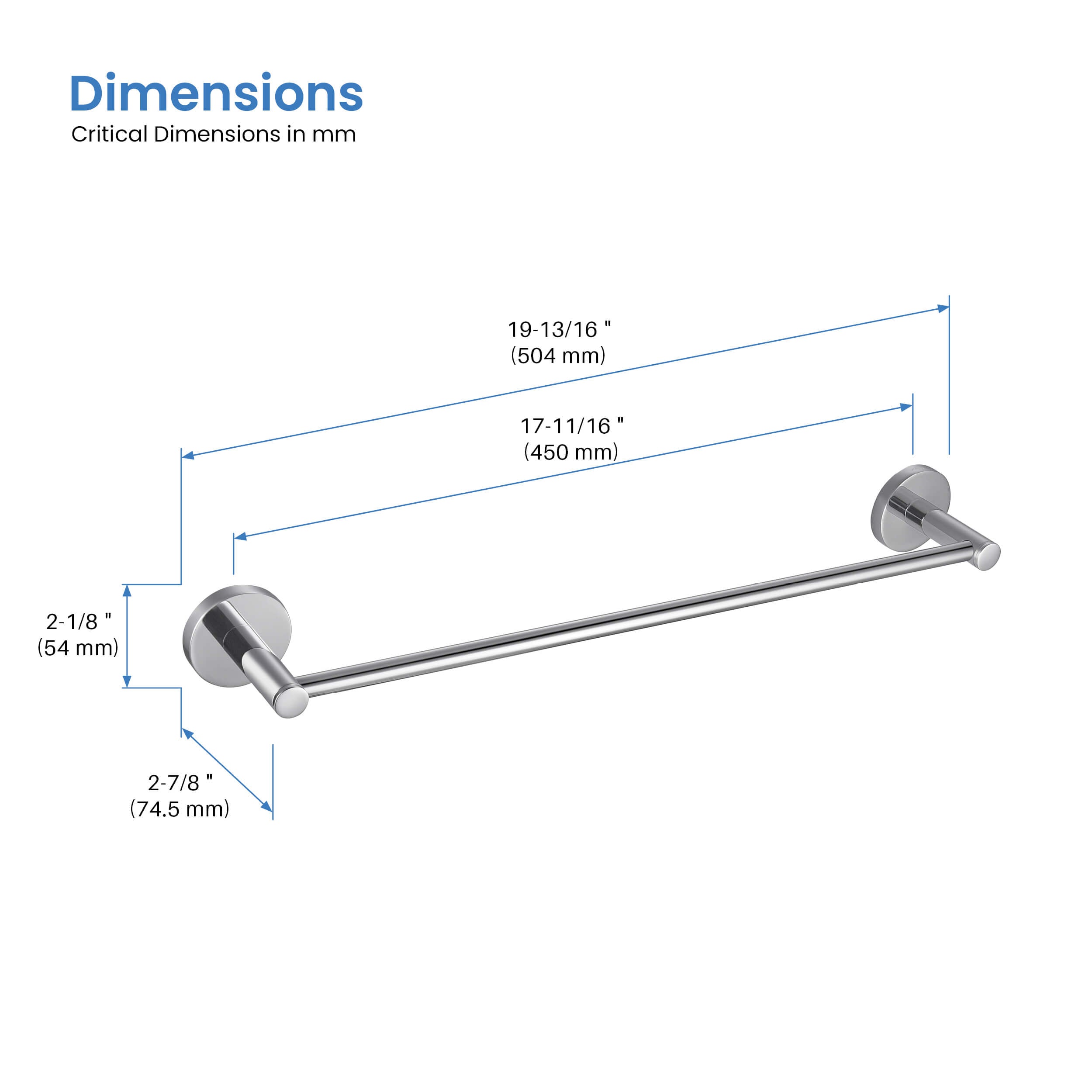 Circular Bathroom 18" Towel Bar KBA1407