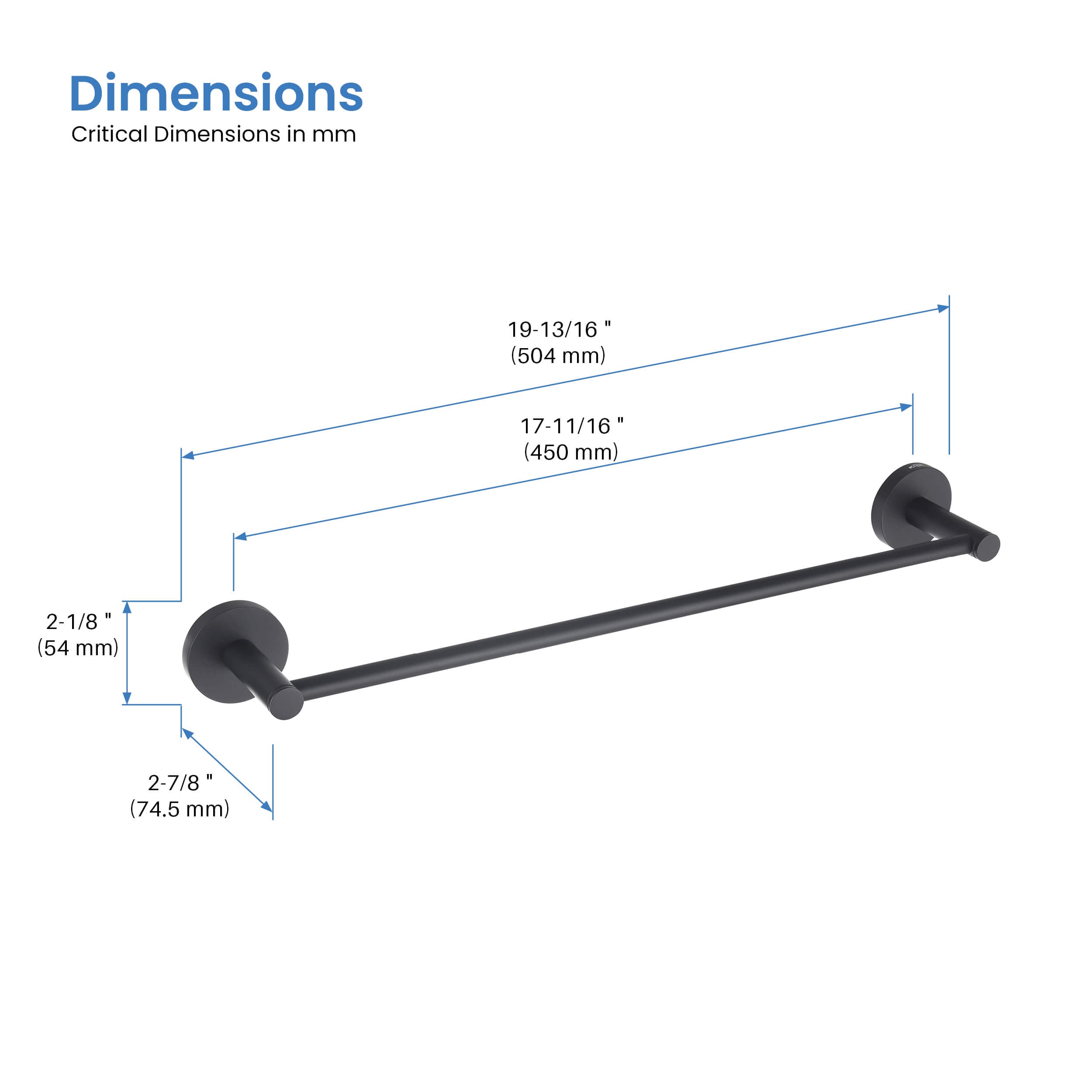 Circular Bathroom 18" Towel Bar KBA1407