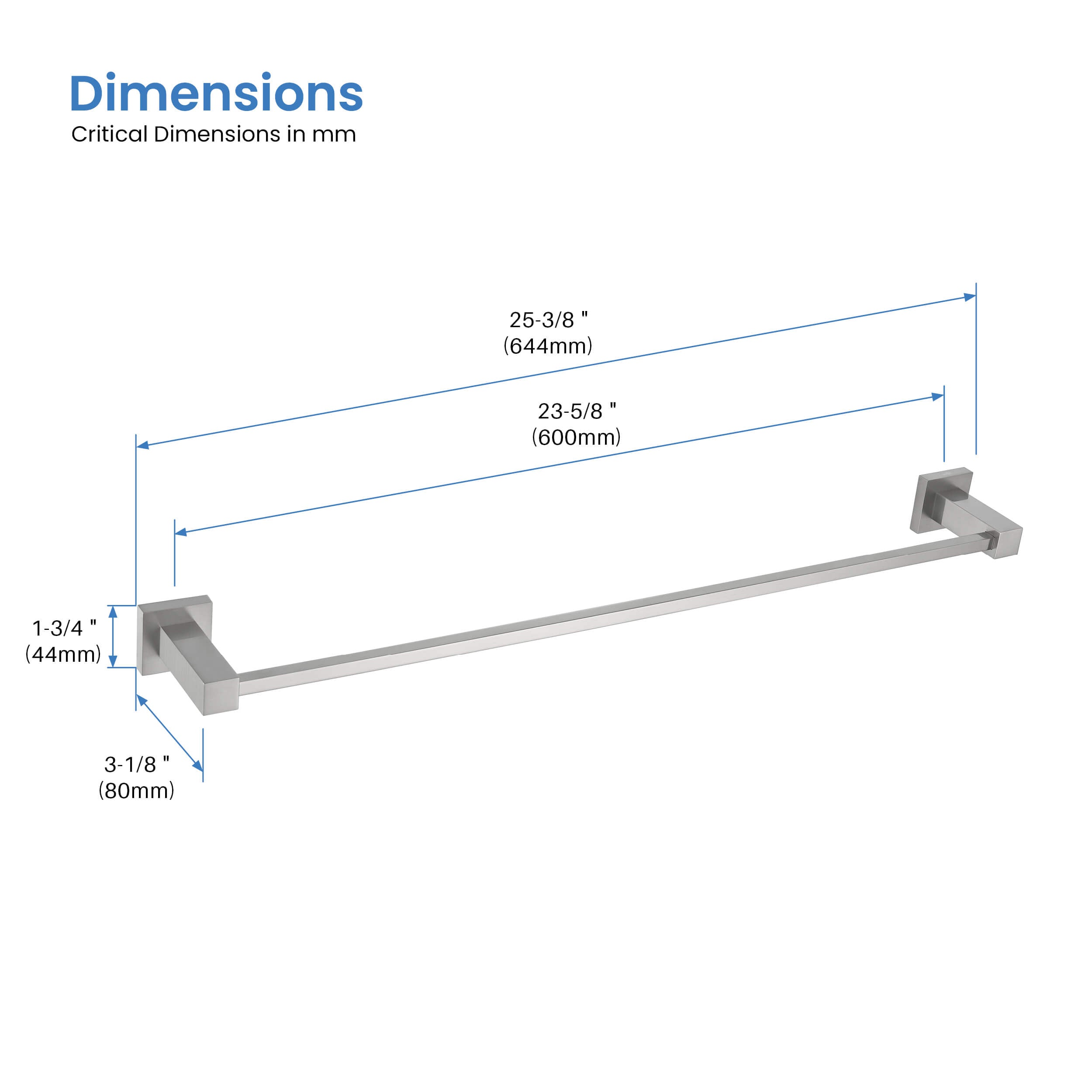 Cube 24 inch Bathroom Towel Bar KBA1504