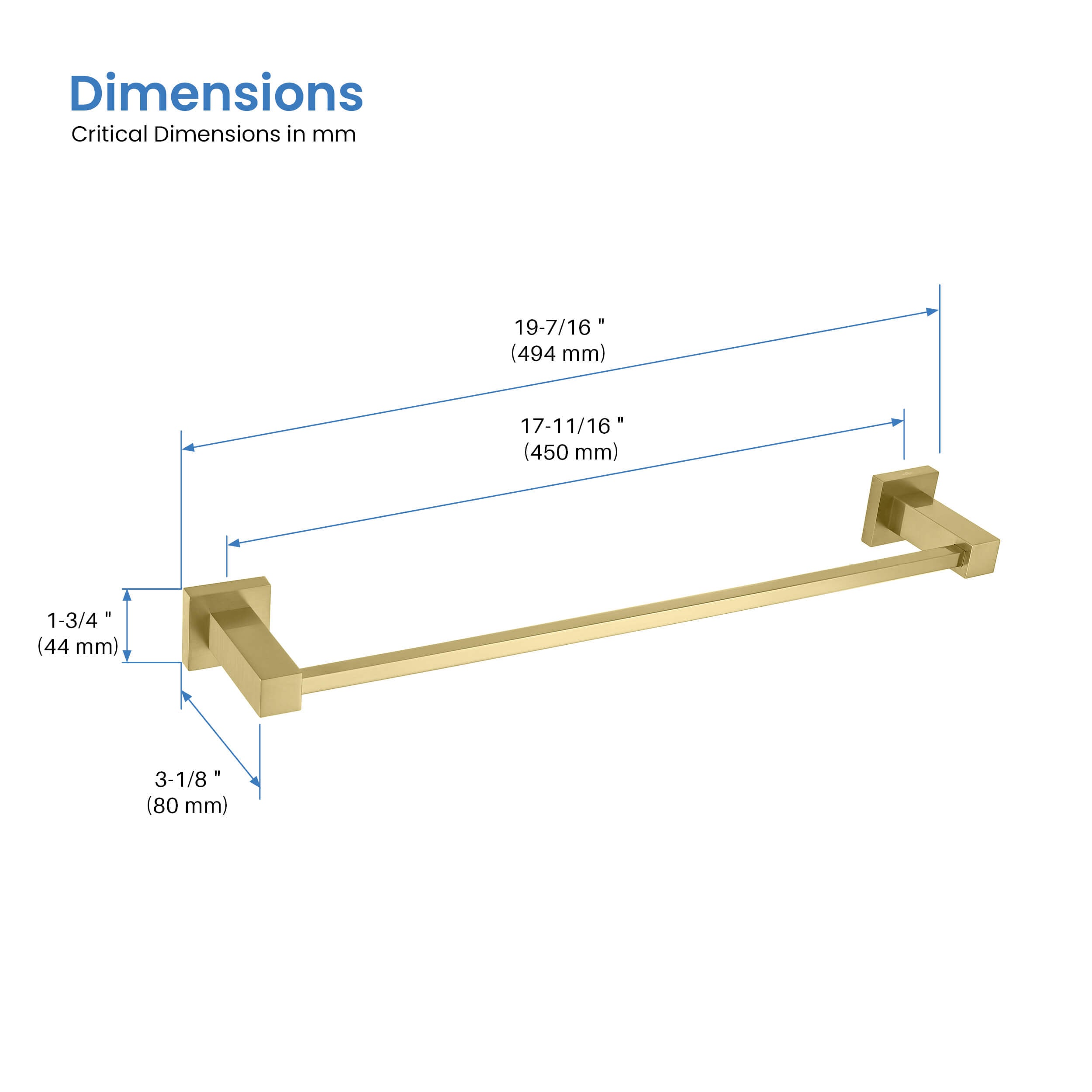 Cube Bathroom 18" Towel Bar  KBA1507