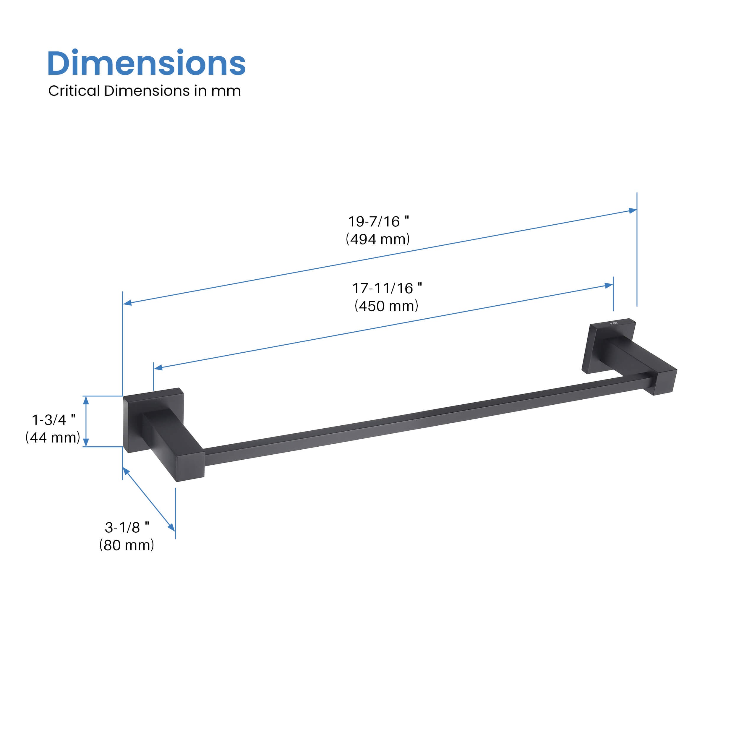 Cube Bathroom 18" Towel Bar  KBA1507