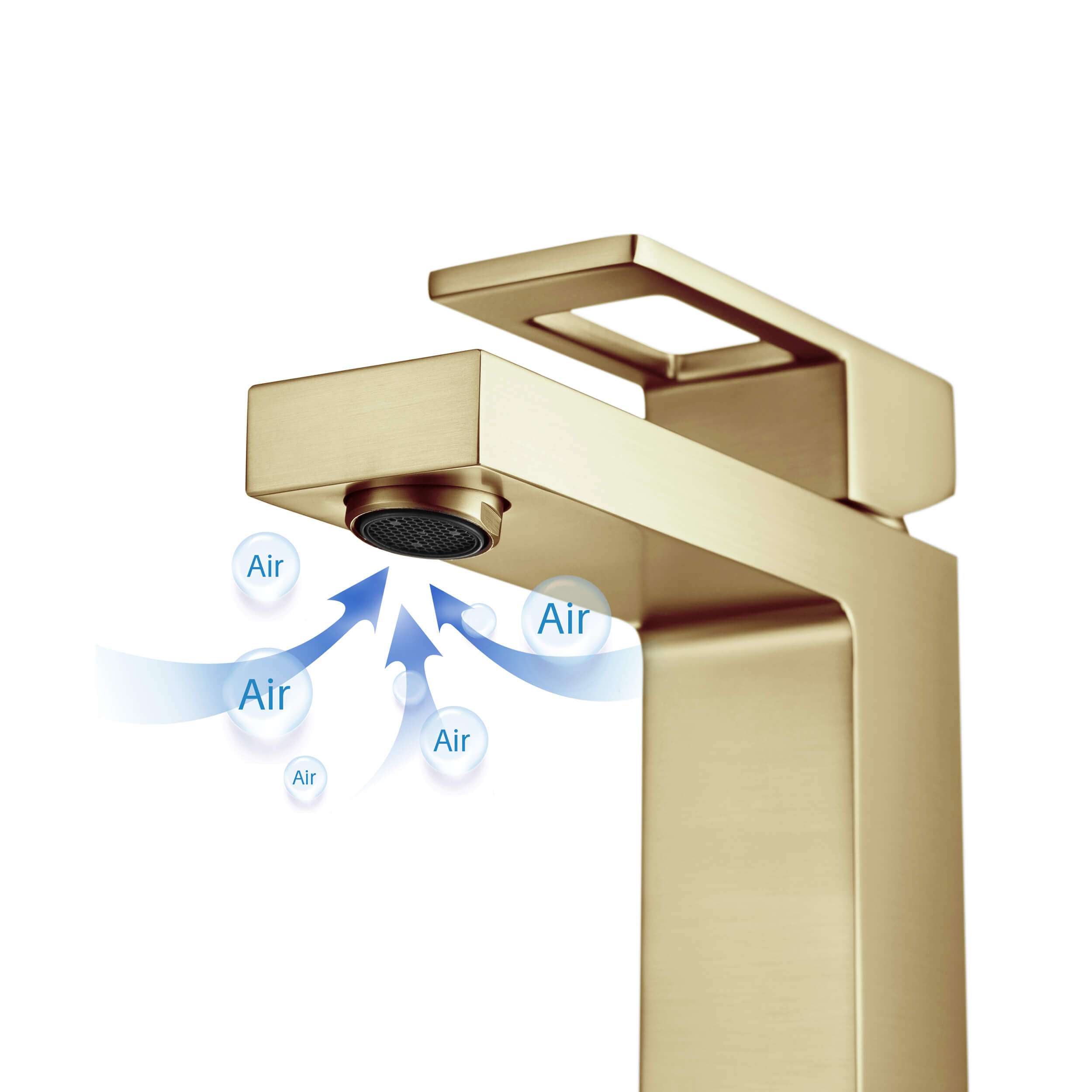 Cubic Brass Single Handle Bathroom Vanity Sink Faucet, Lavatory Sink Faucet - C-KBF1002-KPW100