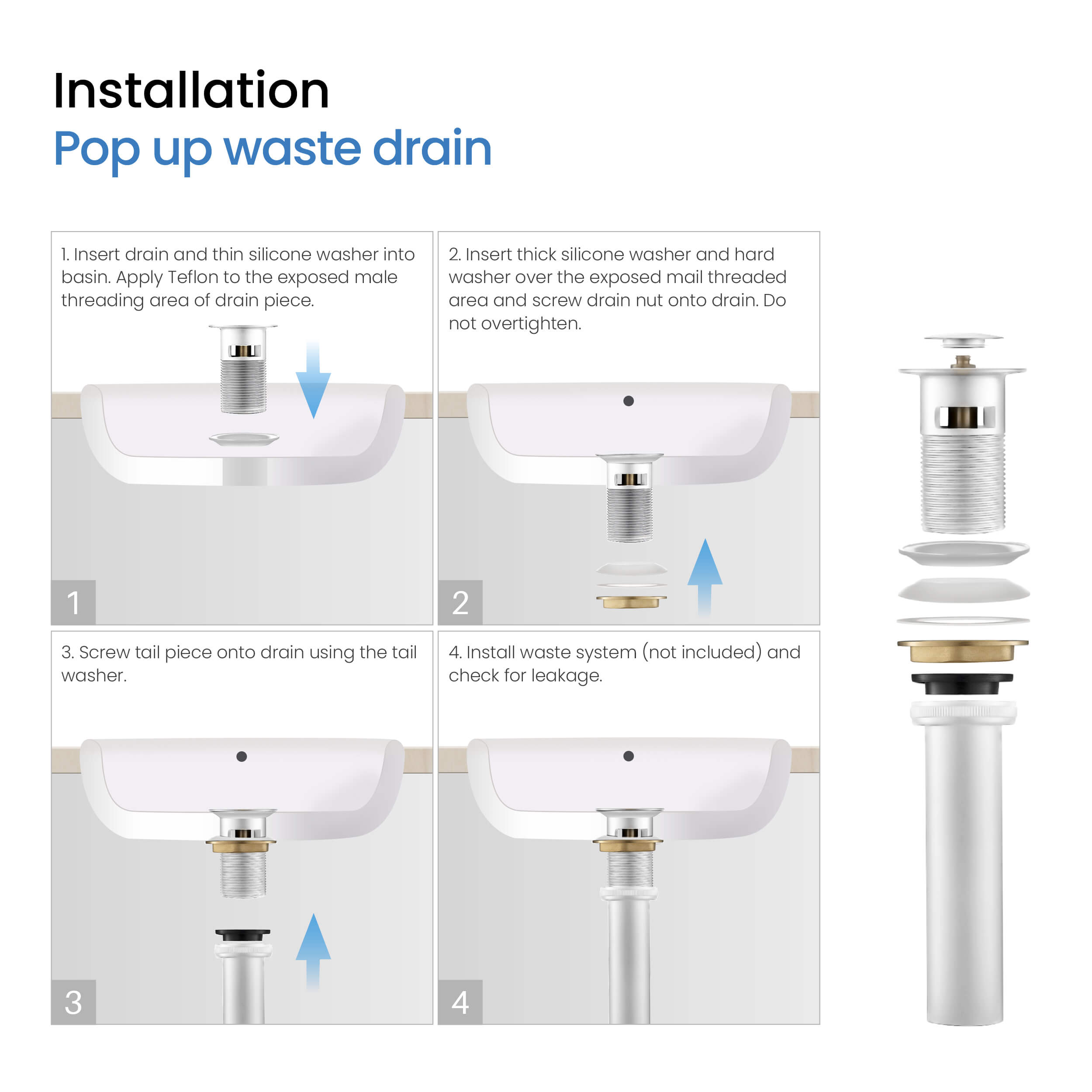 Cubic Brass Single Handle Bathroom Vanity Sink Faucet, Lavatory Sink Faucet - C-KBF1002-KPW100